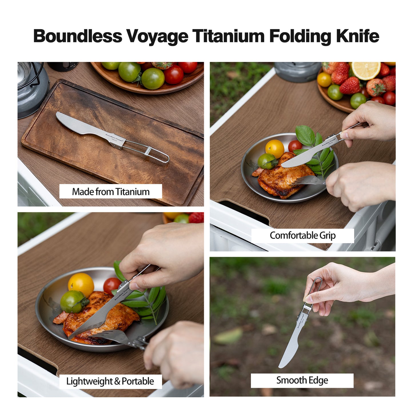 Boundless Voyage Titanium SpoonPortable Folding Tableware  for Home Camping Restaurants Ti1021T