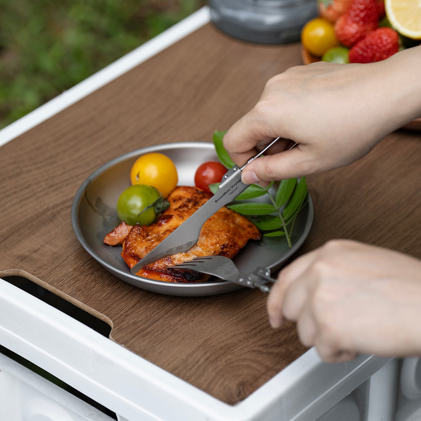 Boundless Voyage Titanium SpoonPortable Folding Tableware  for Home Camping Restaurants Ti1021T