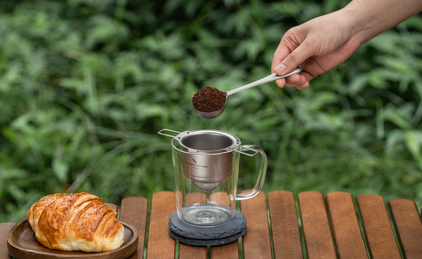 Boundless Voyage Titanium Coffee Scoop, Measuring Spoon for Ground Coffee & Coffee Beans, Multi-use Spoon for Ice Cream, Dessert, Tea & Sugar Ti1127T