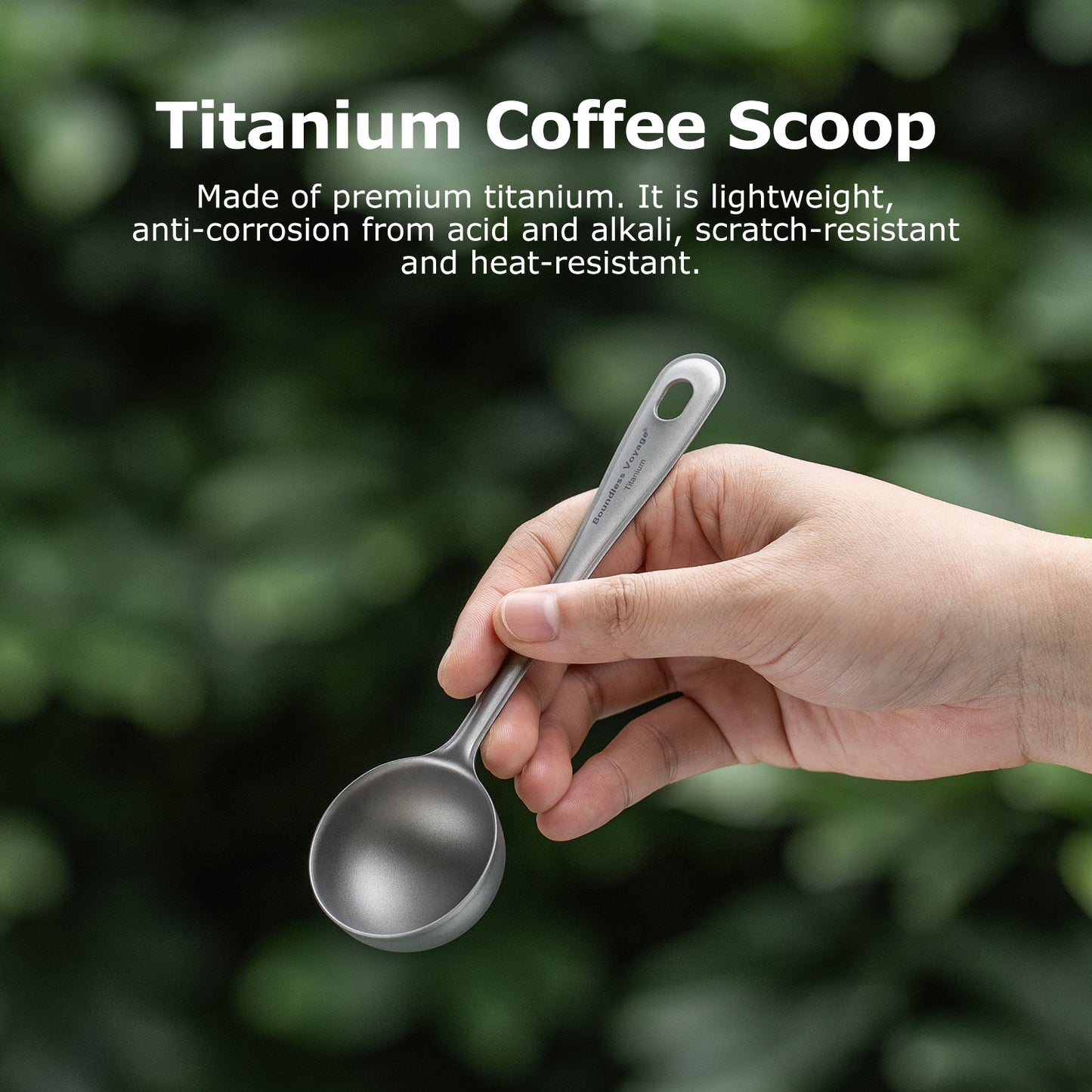 Boundless Voyage Titanium Coffee Scoop, Measuring Spoon for Ground Coffee & Coffee Beans, Multi-use Spoon for Ice Cream, Dessert, Tea & Sugar Ti1127T
