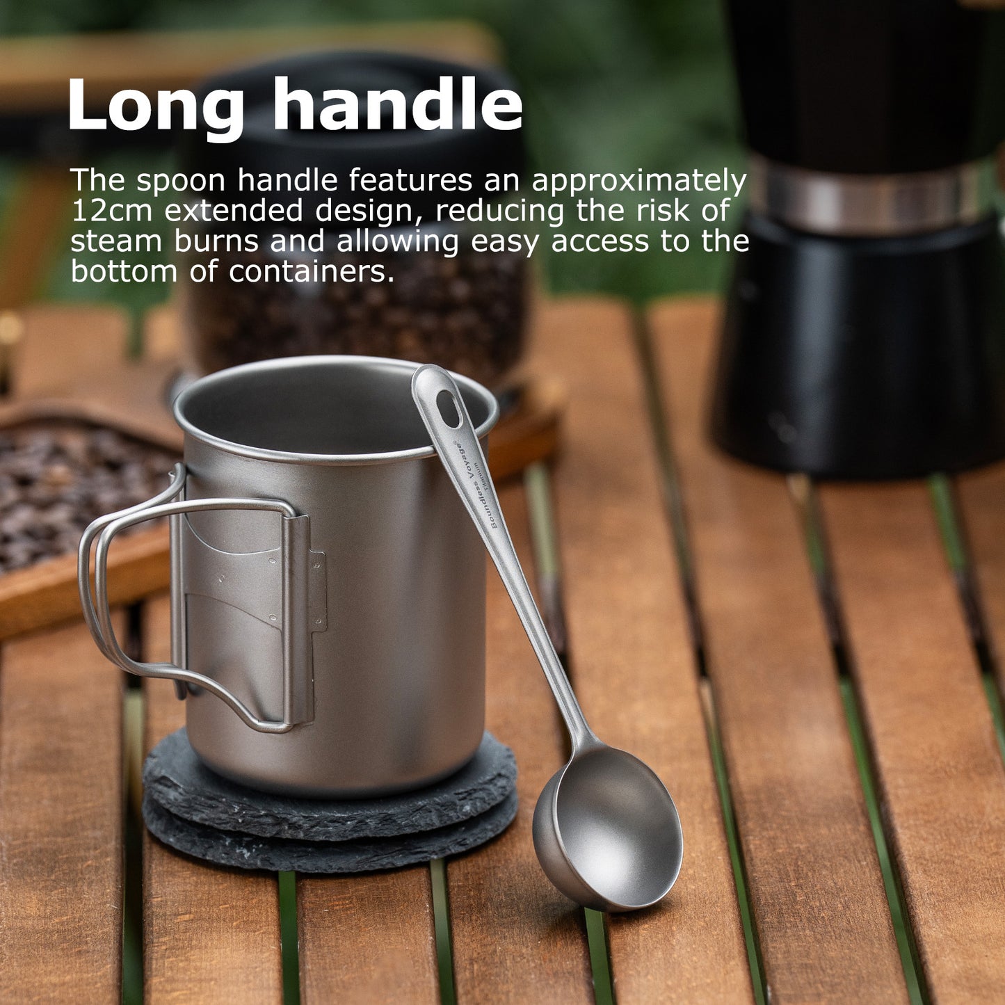 Boundless Voyage Titanium Coffee Scoop, Measuring Spoon for Ground Coffee & Coffee Beans, Multi-use Spoon for Ice Cream, Dessert, Tea & Sugar Ti1127T