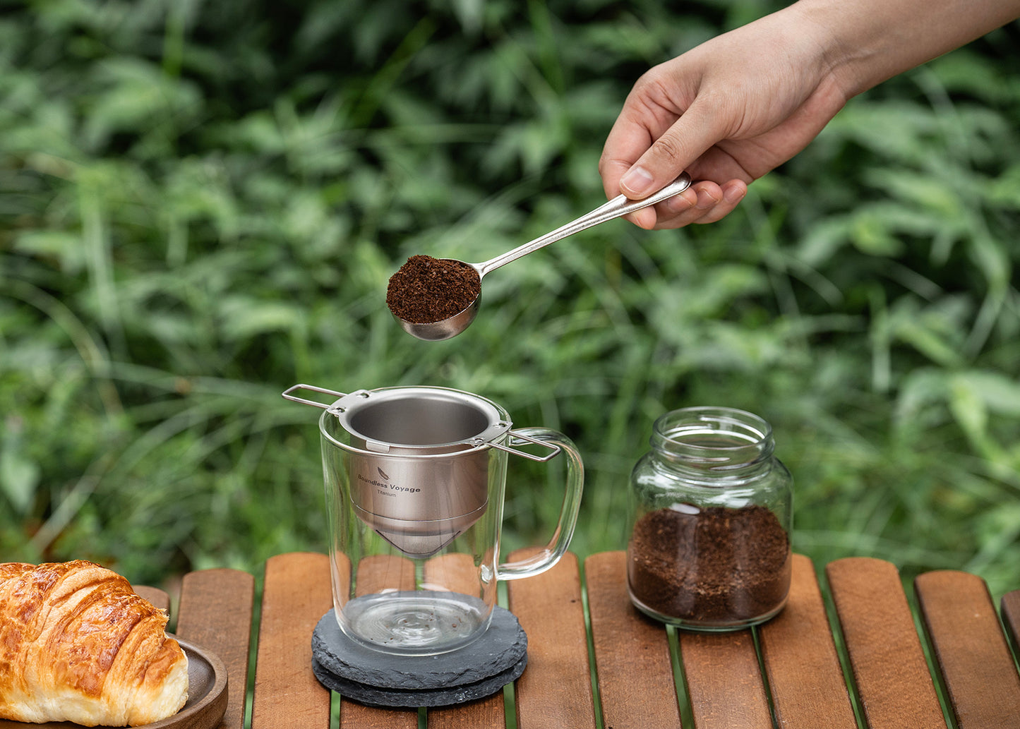 Boundless Voyage Titanium Coffee Scoop, Measuring Spoon for Ground Coffee & Coffee Beans, Multi-use Spoon for Ice Cream, Dessert, Tea & Sugar Ti1127T