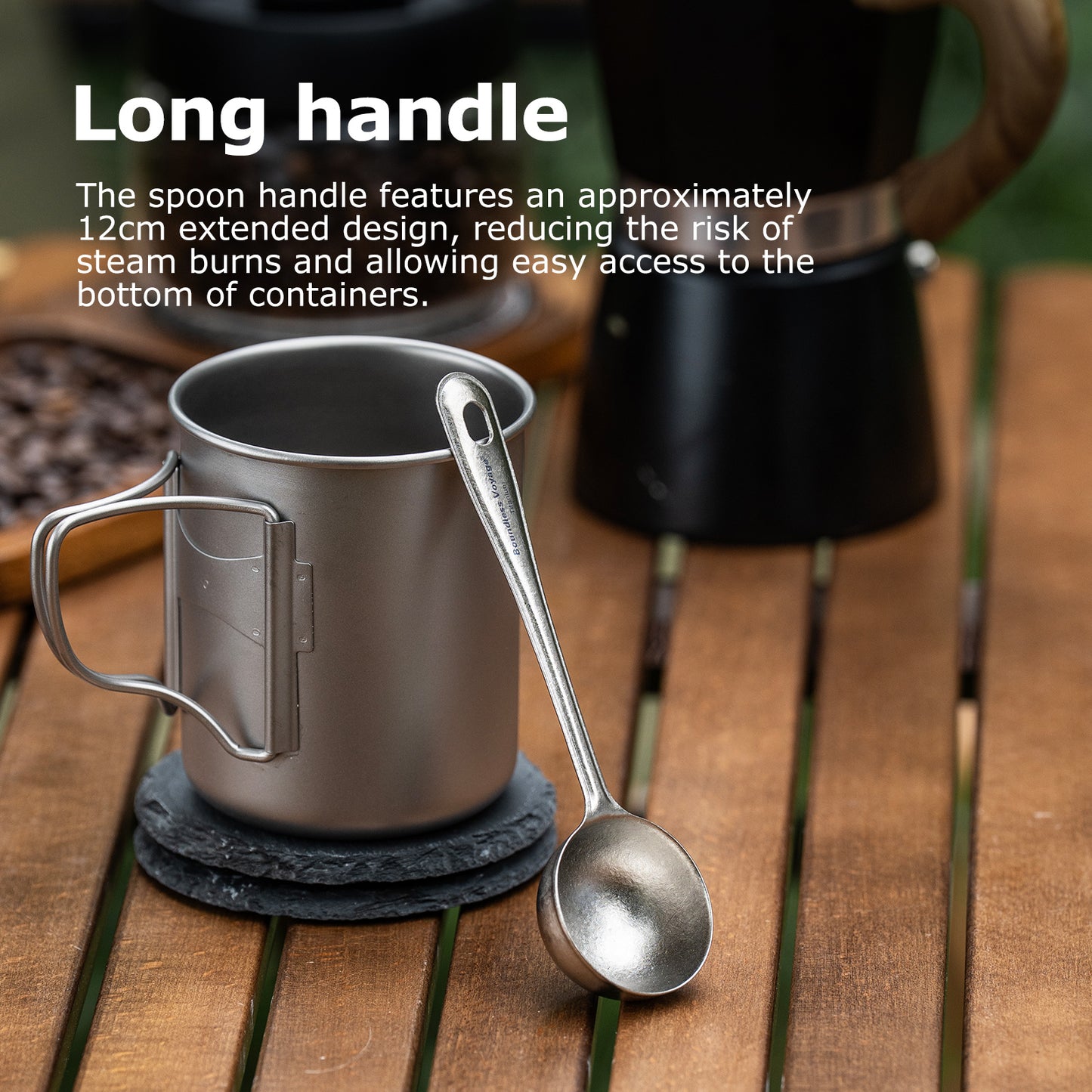 Boundless Voyage Titanium Coffee Scoop, Measuring Spoon for Ground Coffee & Coffee Beans, Multi-use Spoon for Ice Cream, Dessert, Tea & Sugar Ti1127T