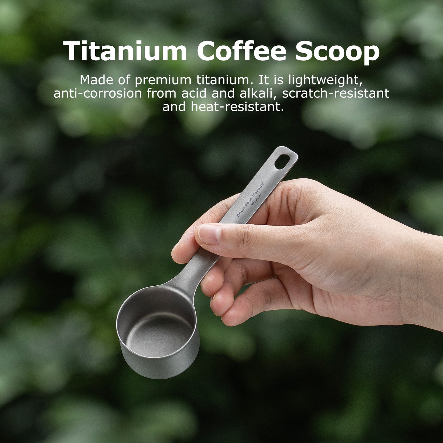 Boundless Voyage Titanium Coffee Scoop, Measuring Spoon for Ground Coffee & Coffee Beans, Multi-use Spoon for Ice Cream, Dessert, Tea & Sugar Ti1128T