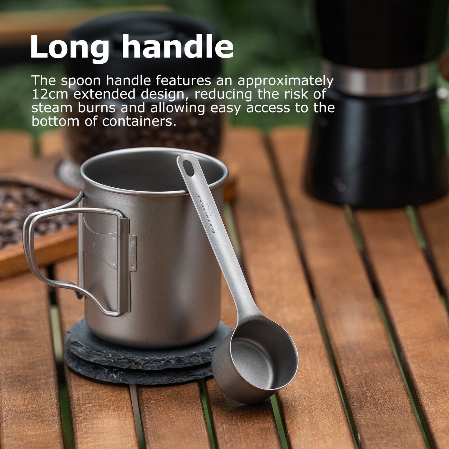 Boundless Voyage Titanium Coffee Scoop, Measuring Spoon for Ground Coffee & Coffee Beans, Multi-use Spoon for Ice Cream, Dessert, Tea & Sugar Ti1128T