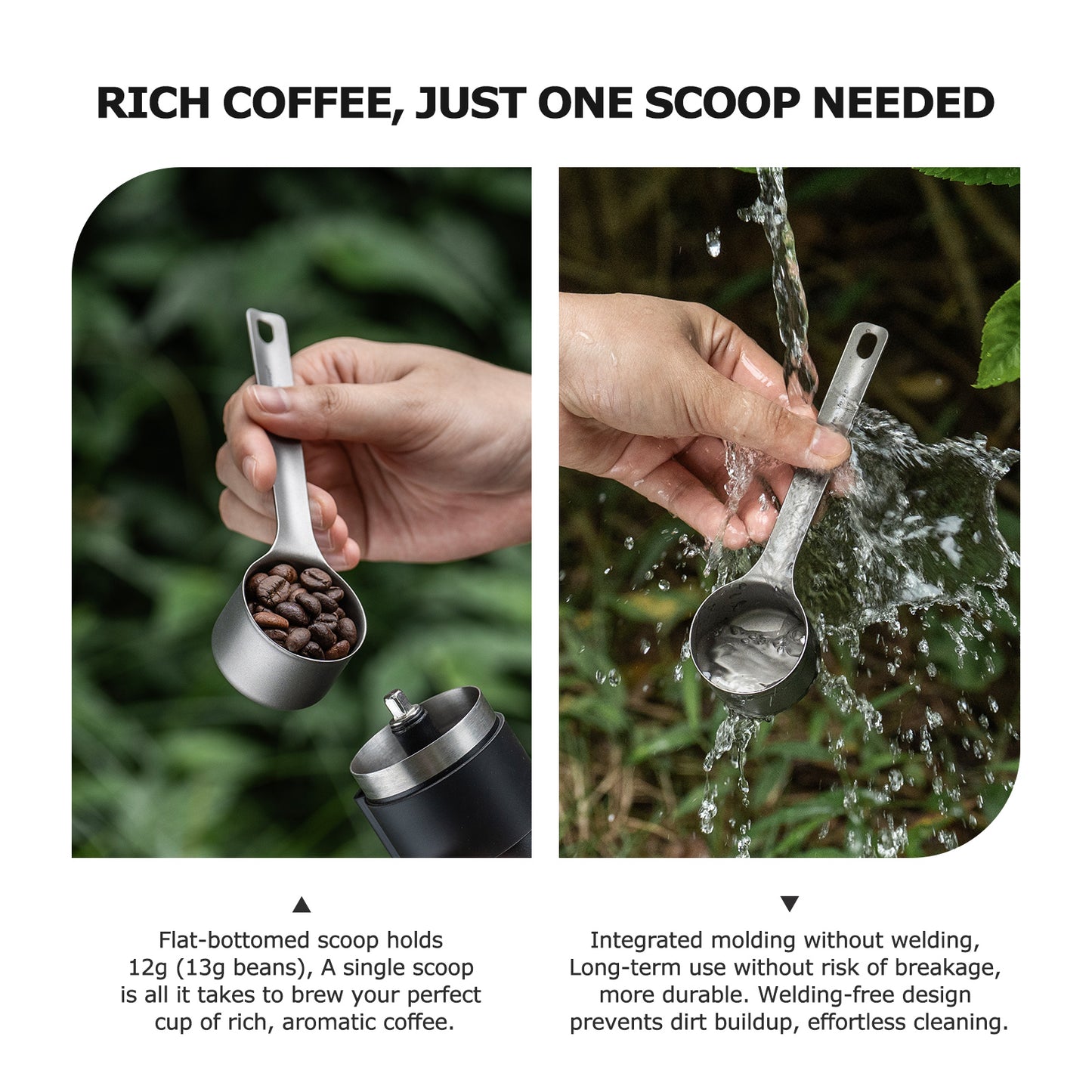 Boundless Voyage Titanium Coffee Scoop, Measuring Spoon for Ground Coffee & Coffee Beans, Multi-use Spoon for Ice Cream, Dessert, Tea & Sugar Ti1128T