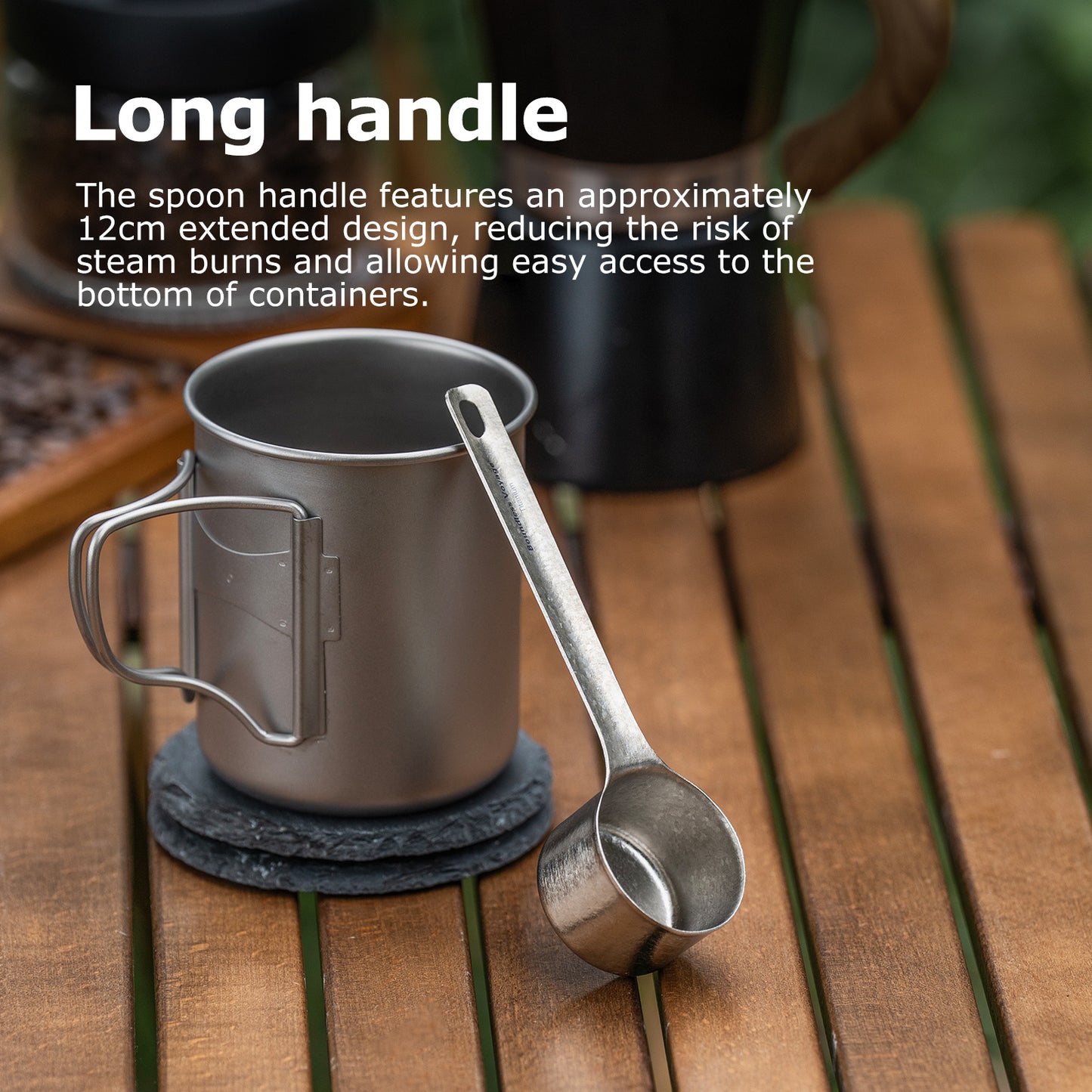 Boundless Voyage Titanium Coffee Scoop, Measuring Spoon for Ground Coffee & Coffee Beans, Multi-use Spoon for Ice Cream, Dessert, Tea & Sugar Ti1128T