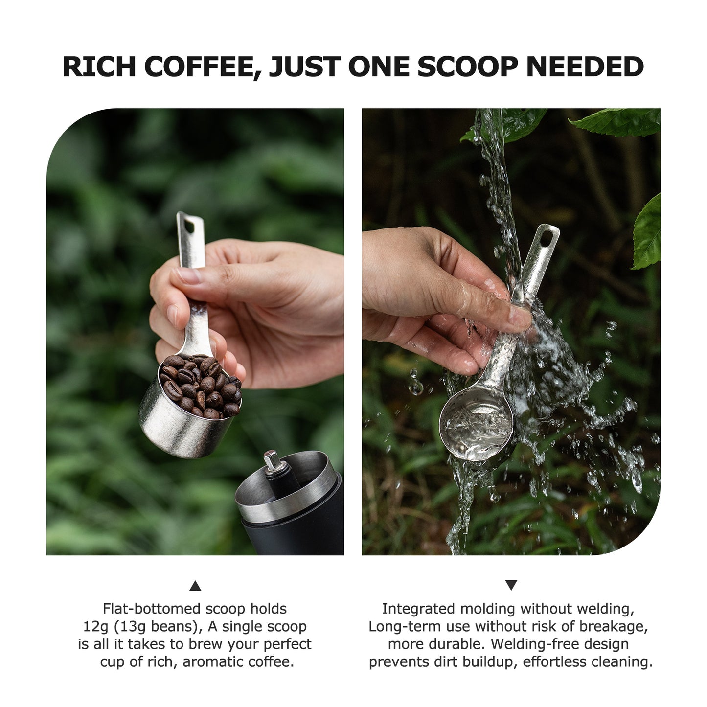 Boundless Voyage Titanium Coffee Scoop, Measuring Spoon for Ground Coffee & Coffee Beans, Multi-use Spoon for Ice Cream, Dessert, Tea & Sugar Ti1128T
