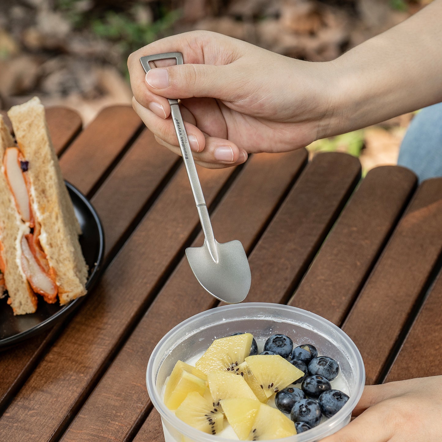 Boundless Voyage Cute Mini Titanium Shovel Spoon, Portable Lightweight Tableware for Ice Cream Fruit Outdoor Camping Daily Use Ti1129T