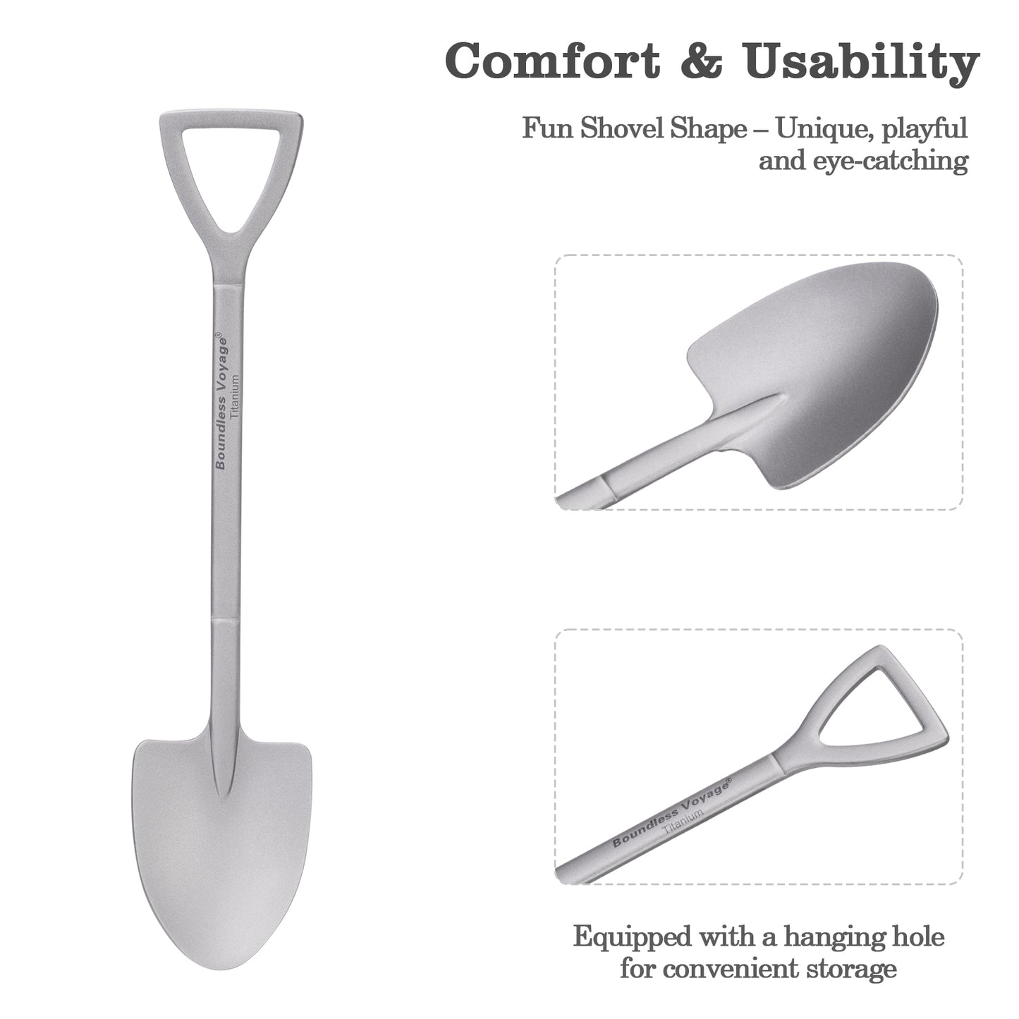 Boundless Voyage Cute Mini Titanium Shovel Spoon, Portable Lightweight Tableware for Ice Cream Fruit Outdoor Camping Daily Use Ti1129T