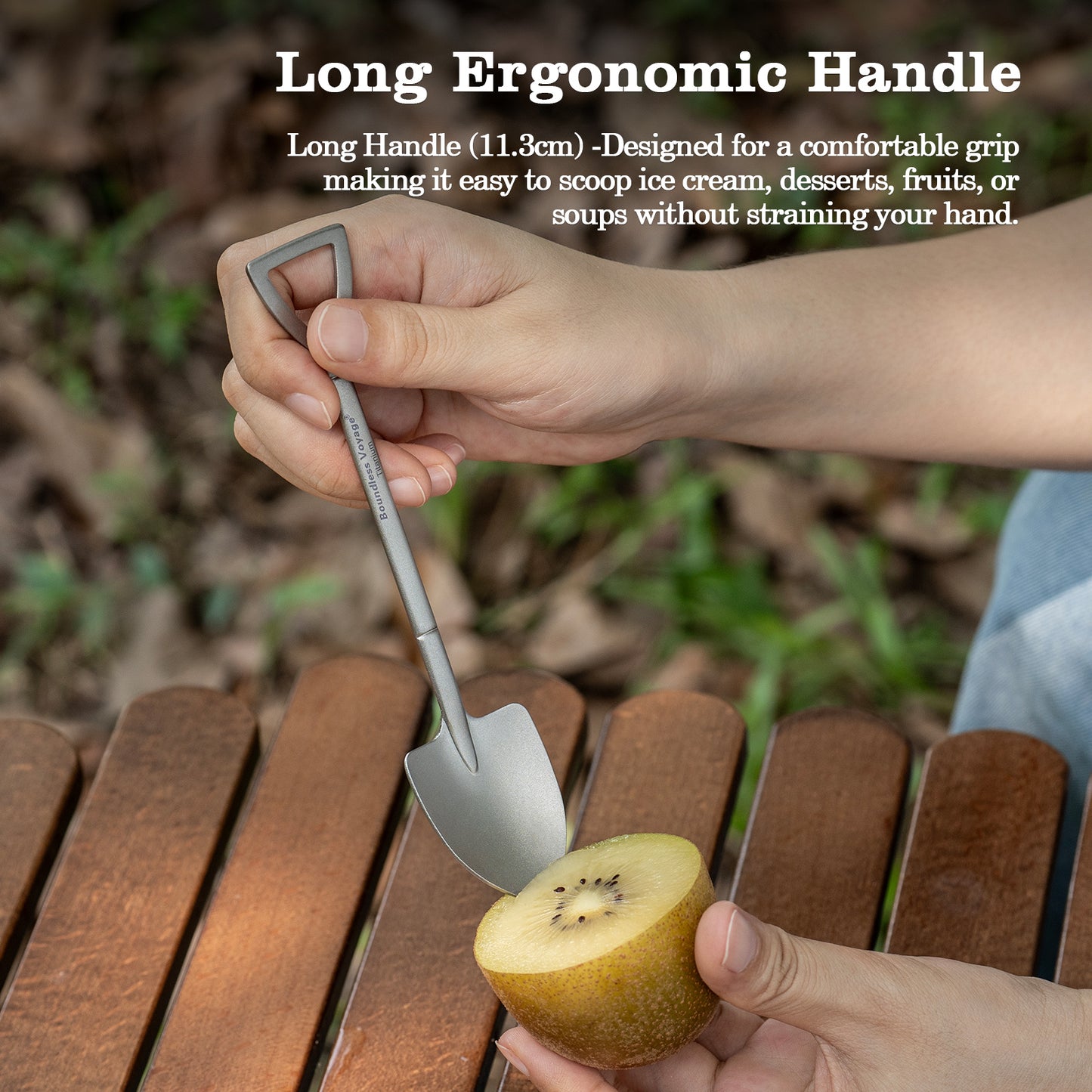 Boundless Voyage Cute Mini Titanium Shovel Spoon, Portable Lightweight Tableware for Ice Cream Fruit Outdoor Camping Daily Use Ti1129T