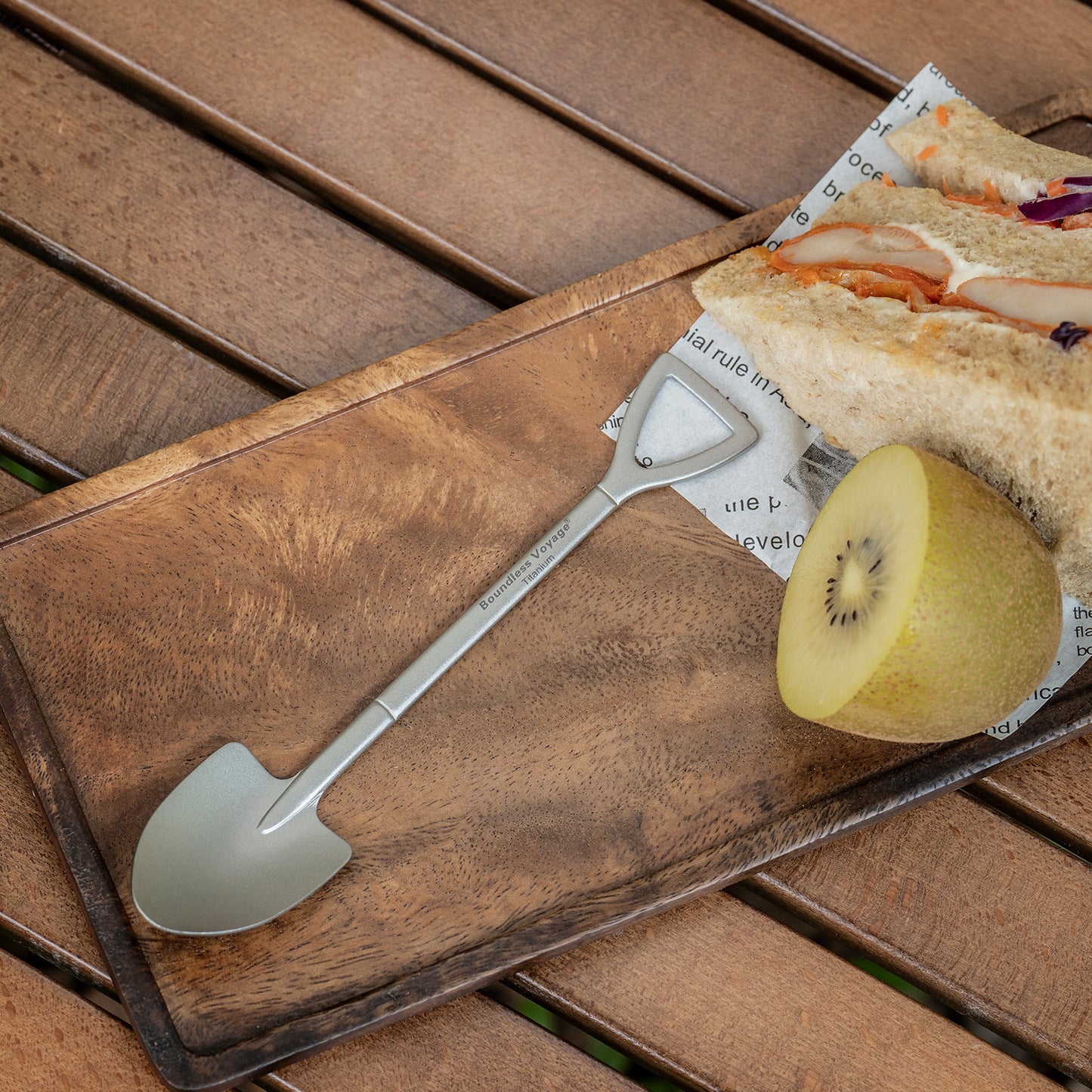 Boundless Voyage Cute Mini Titanium Shovel Spoon, Portable Lightweight Tableware for Ice Cream Fruit Outdoor Camping Daily Use Ti1129T