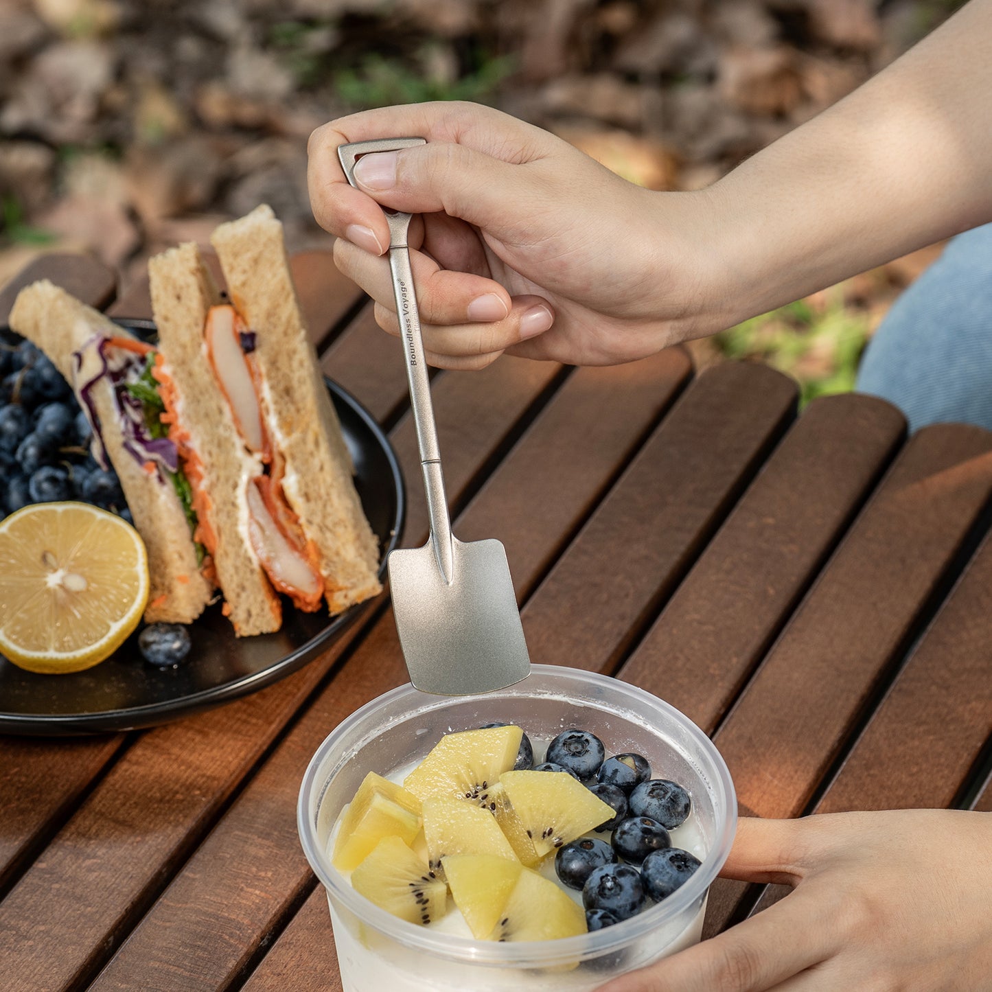Boundless Voyage Cute Mini Titanium Shovel Spoon, Portable Lightweight Tableware for Ice Cream Fruit Outdoor Camping Daily Use Ti1130T