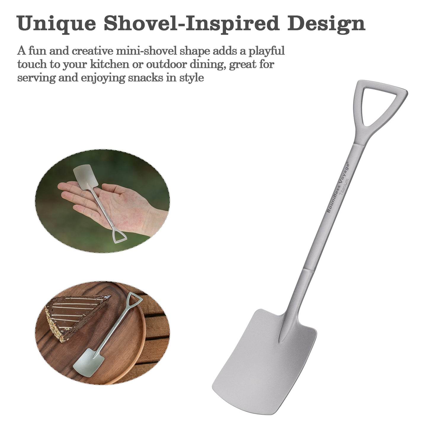 Boundless Voyage Cute Mini Titanium Shovel Spoon, Portable Lightweight Tableware for Ice Cream Fruit Outdoor Camping Daily Use Ti1130T