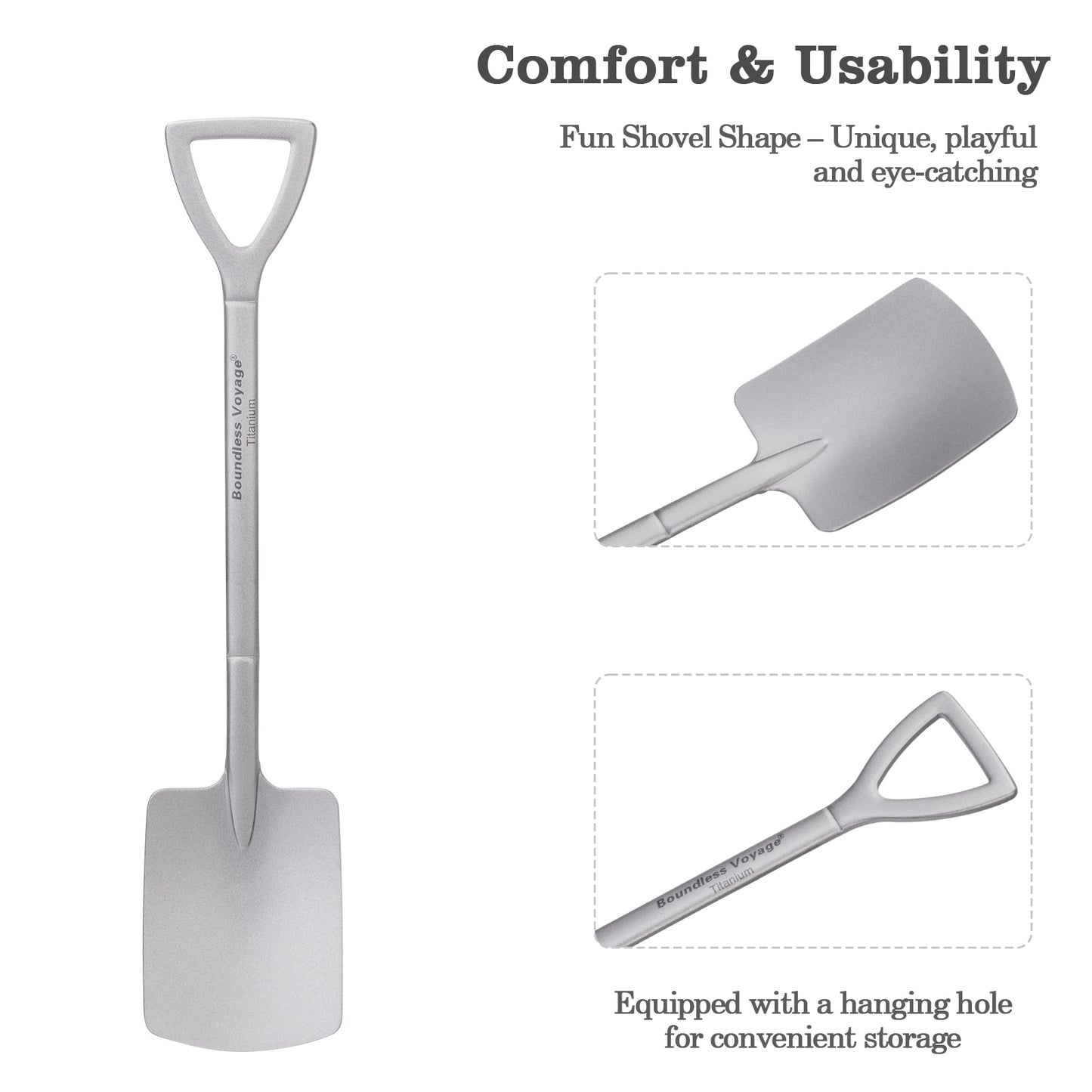 Boundless Voyage Cute Mini Titanium Shovel Spoon, Portable Lightweight Tableware for Ice Cream Fruit Outdoor Camping Daily Use Ti1130T