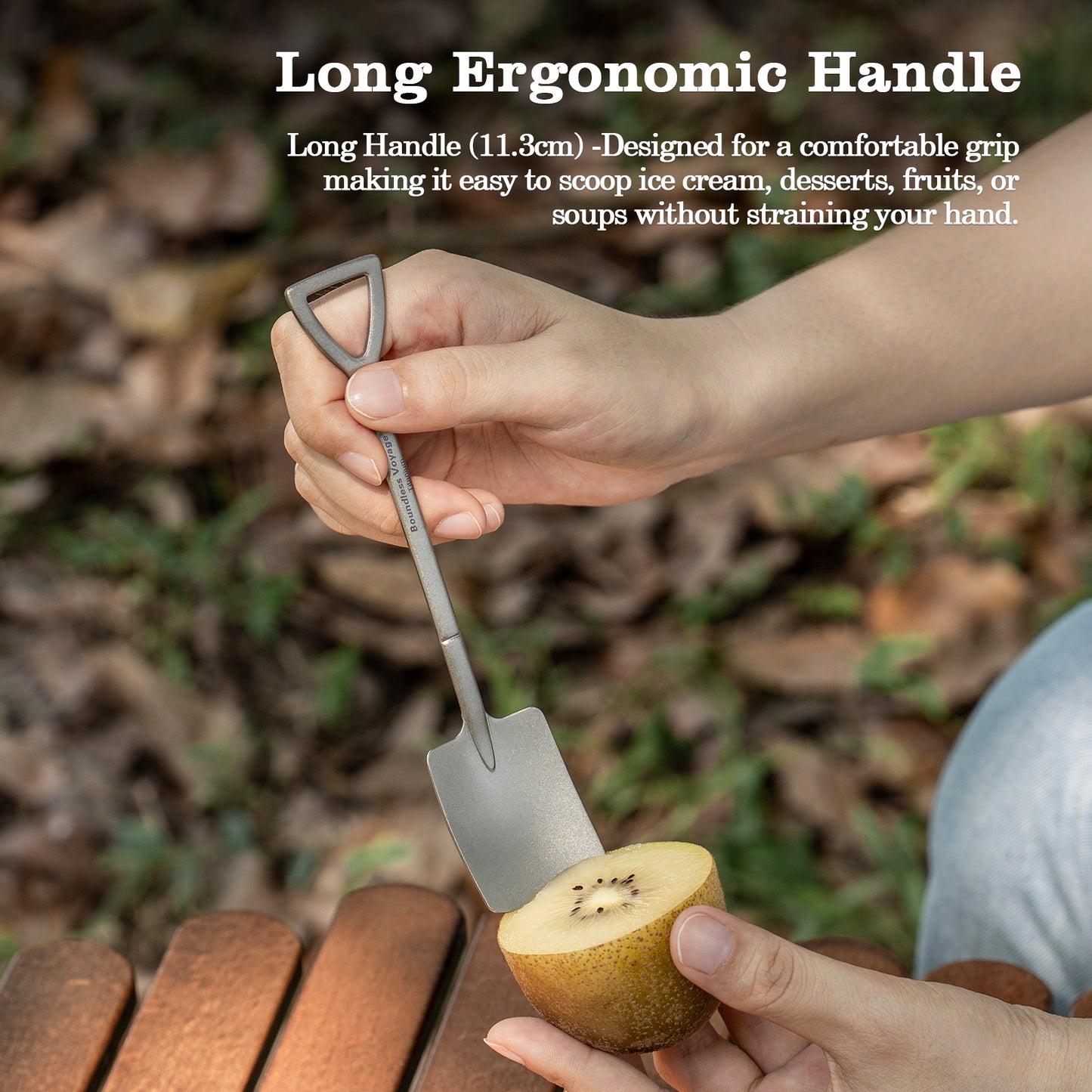 Boundless Voyage Cute Mini Titanium Shovel Spoon, Portable Lightweight Tableware for Ice Cream Fruit Outdoor Camping Daily Use Ti1130T