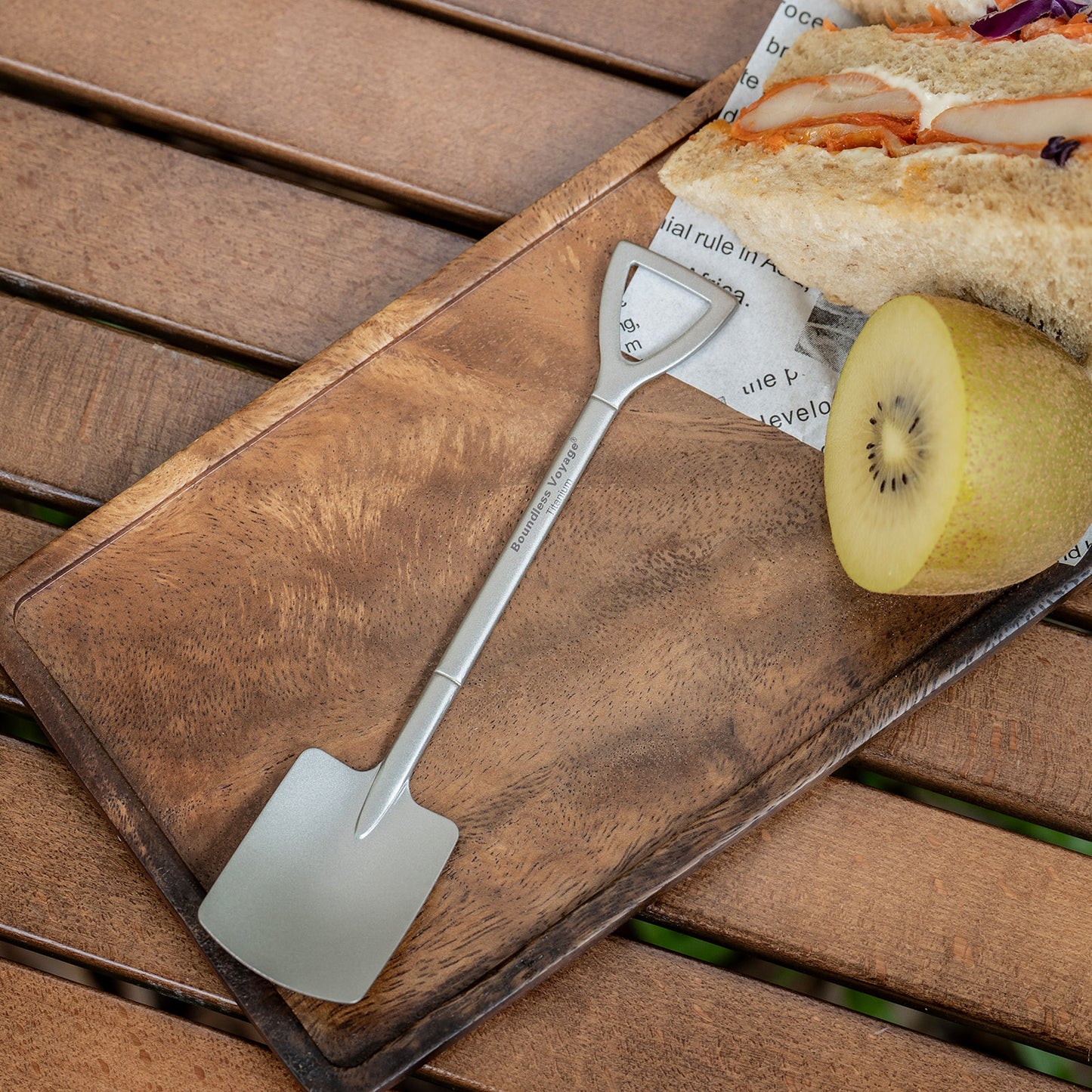 Boundless Voyage Cute Mini Titanium Shovel Spoon, Portable Lightweight Tableware for Ice Cream Fruit Outdoor Camping Daily Use Ti1130T