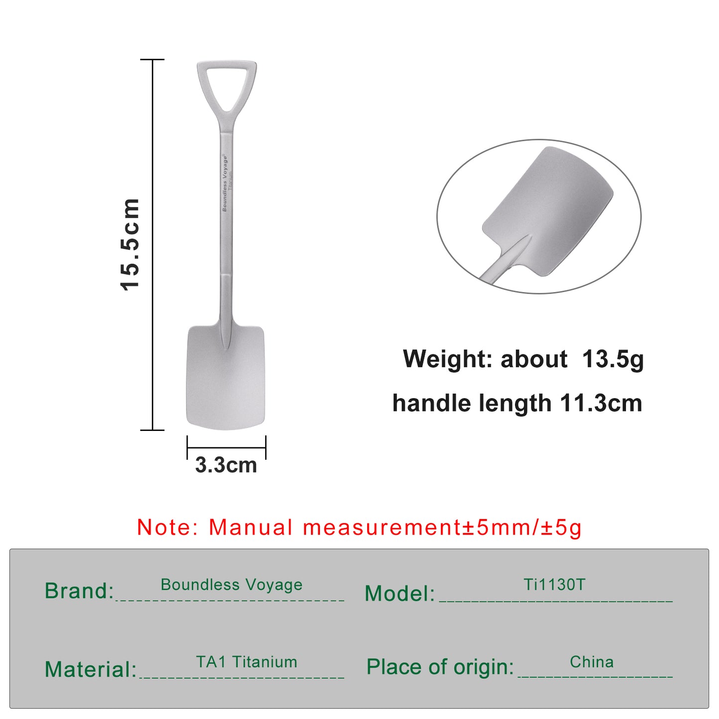 Boundless Voyage Cute Mini Titanium Shovel Spoon, Portable Lightweight Tableware for Ice Cream Fruit Outdoor Camping Daily Use Ti1130T