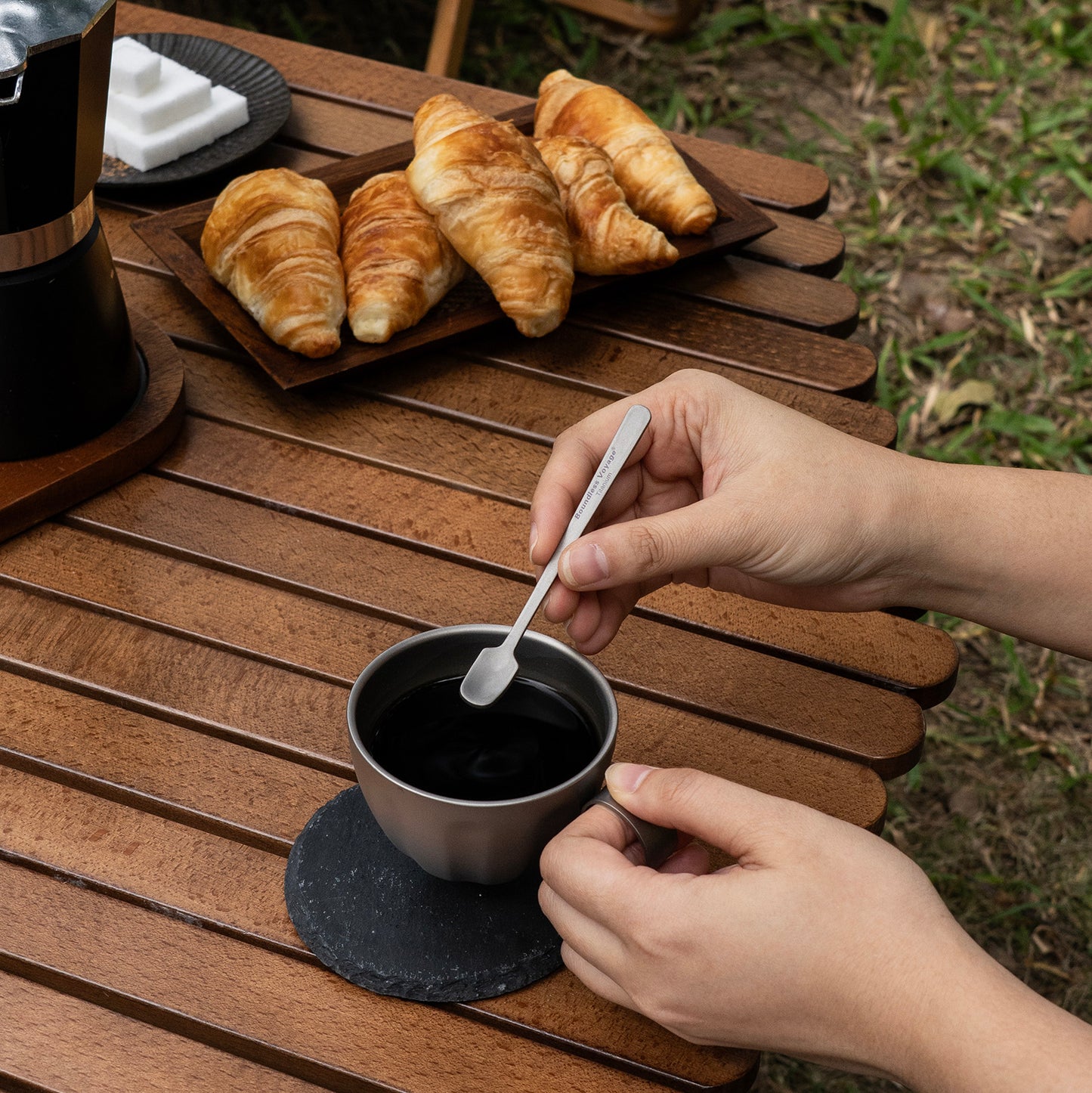 Boundless Voyage 5-PCS Pure Titanium Mini Coffee & Espresso Spoons | Ultralight Rustproof Stirring Spoons for Coffee, Tea & Cocoa, Dishwasher Safe Ti1133T