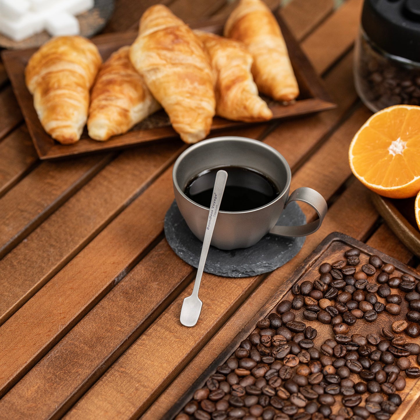 Boundless Voyage 5-PCS Pure Titanium Mini Coffee & Espresso Spoons | Ultralight Rustproof Stirring Spoons for Coffee, Tea & Cocoa, Dishwasher Safe Ti1133T
