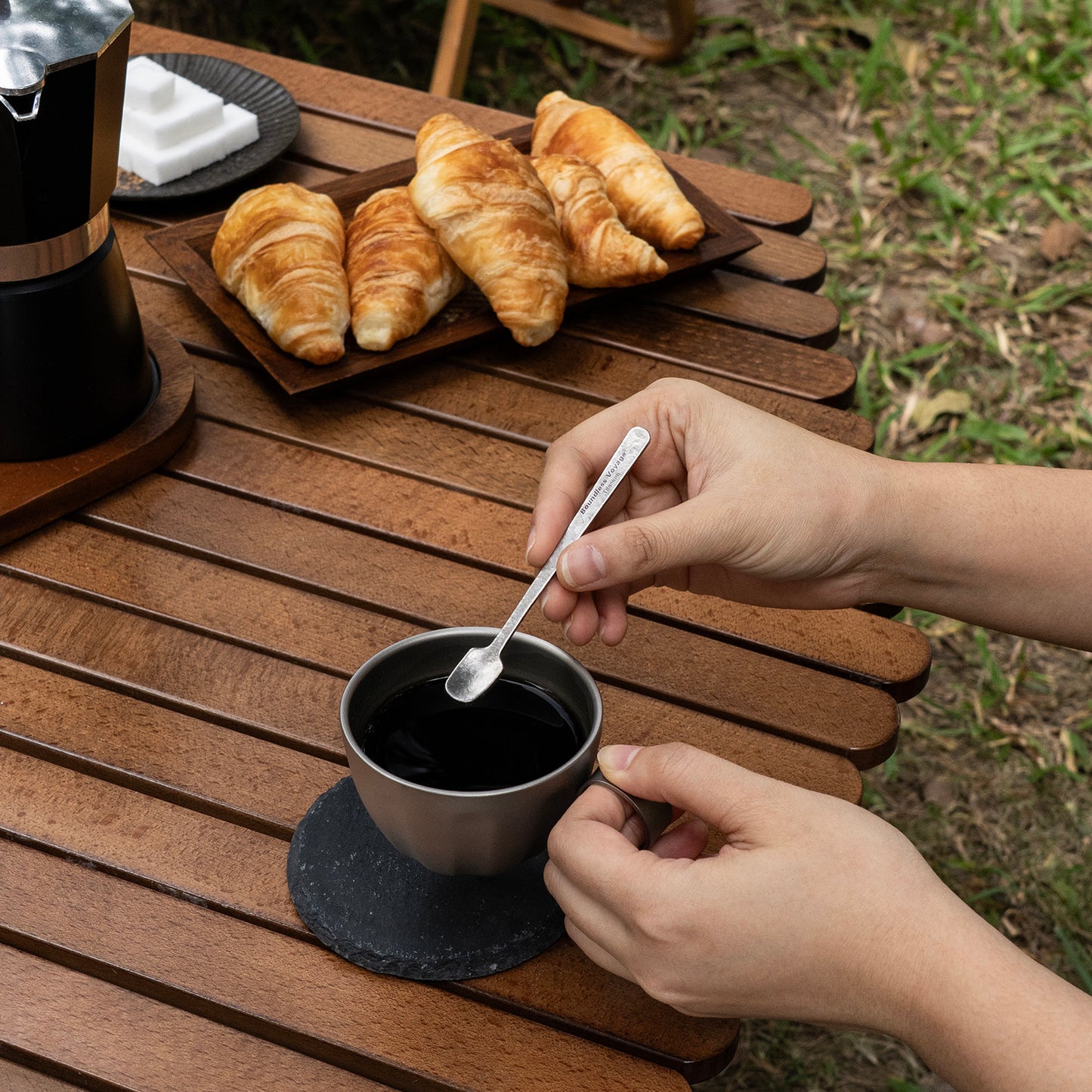 Boundless Voyage 5-PCS Pure Titanium Mini Coffee & Espresso Spoons | Ultralight Rustproof Stirring Spoons for Coffee, Tea & Cocoa, Dishwasher Safe Ti1133T