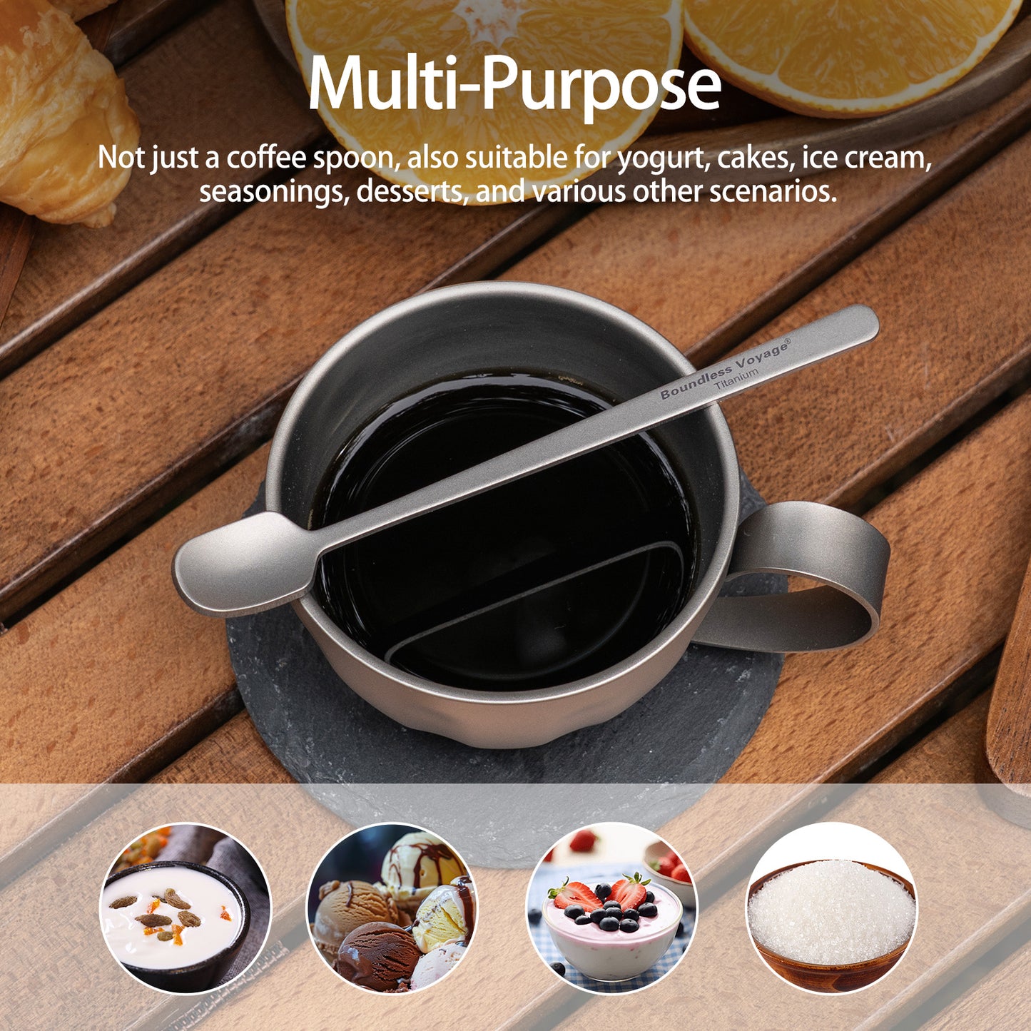 Boundless Voyage 5-PCS Pure Titanium Mini Coffee & Espresso Spoons | Ultralight Rustproof Stirring Spoons for Coffee, Tea & Cocoa, Dishwasher Safe Ti1134T