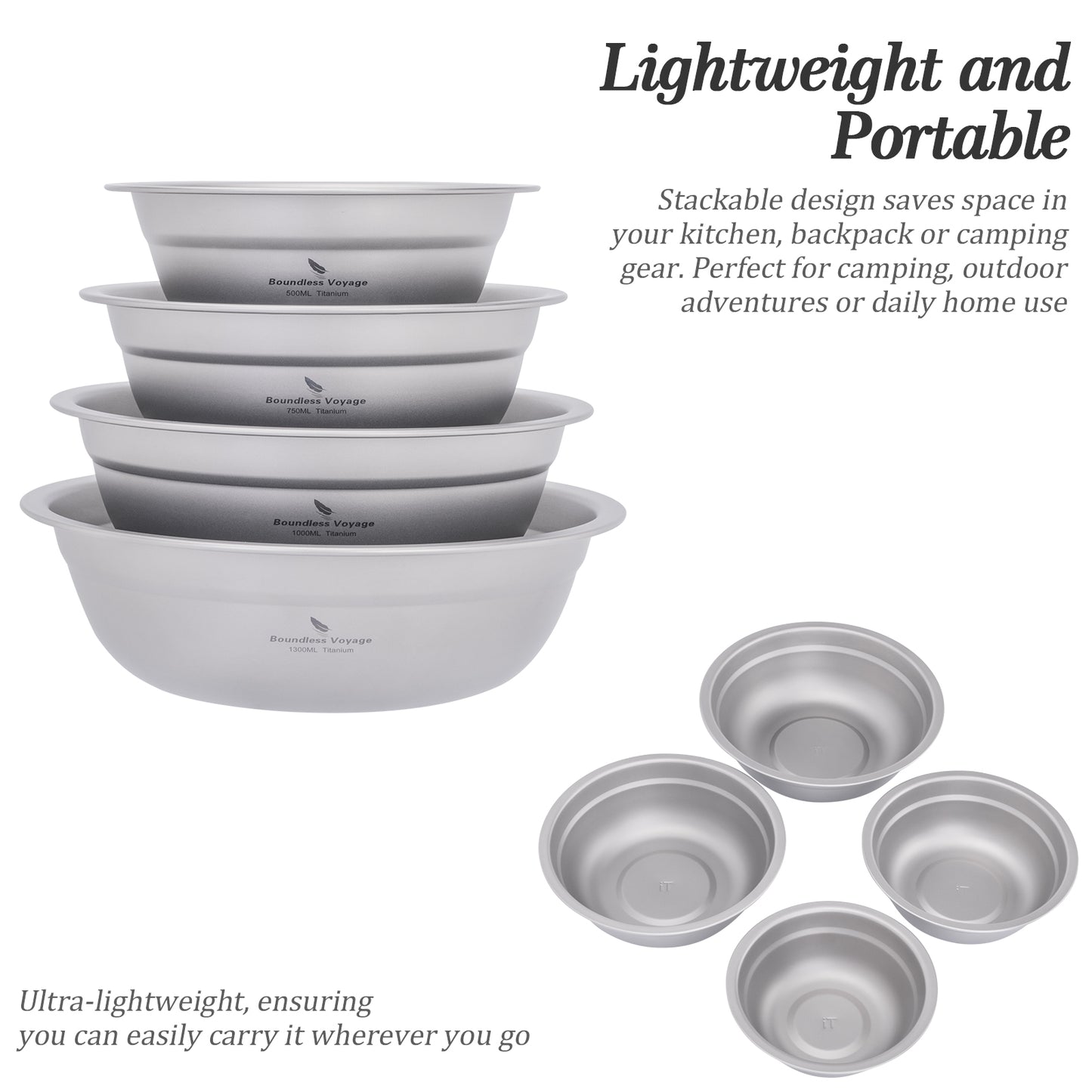 Boundless Voyage Titanium Bowl Rice Soup Salad Serving Bowl Ultralight Outdoor Camping Travel Durable Portable Tableware