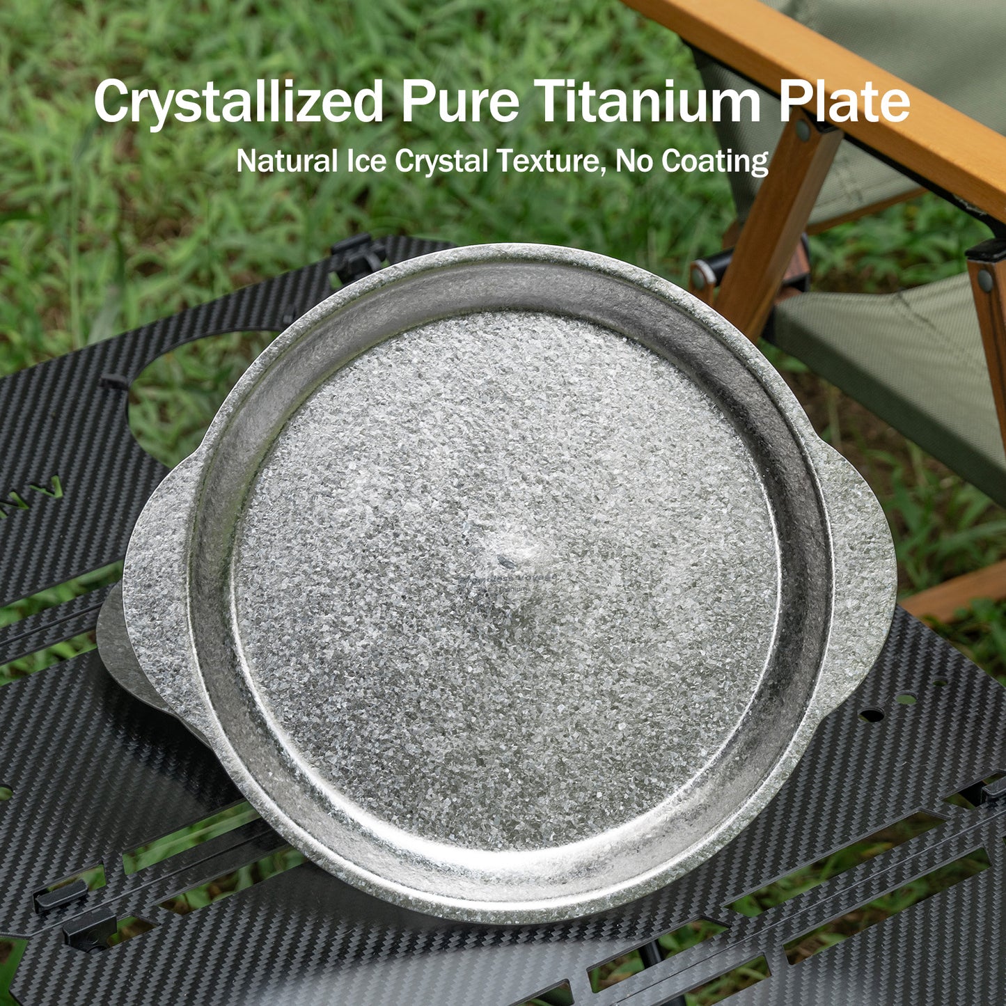 Boundless Voyage Titanium Camping Plate with Side Handles, Stackable Ultralight Serving Dish for Outdoor Cooking Picnic Home Kitchen Ti1155T-Ti1158T