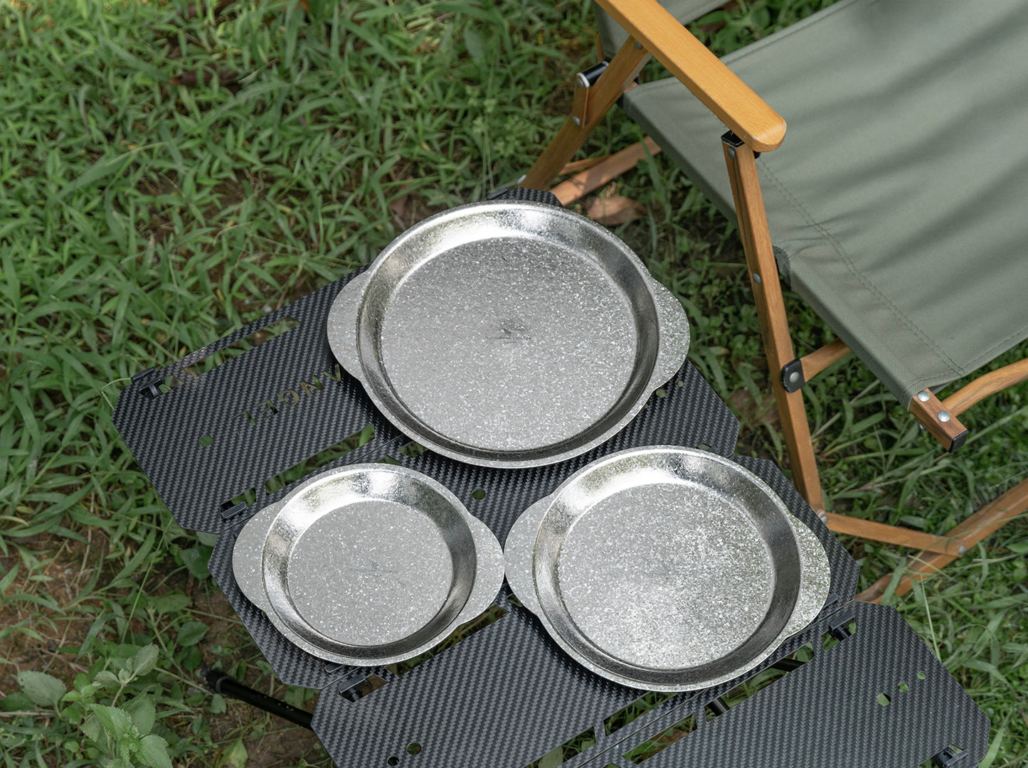 Boundless Voyage Titanium Camping Plate with Side Handles, Stackable Ultralight Serving Dish for Outdoor Cooking Picnic Home Kitchen Ti1155T-Ti1158T
