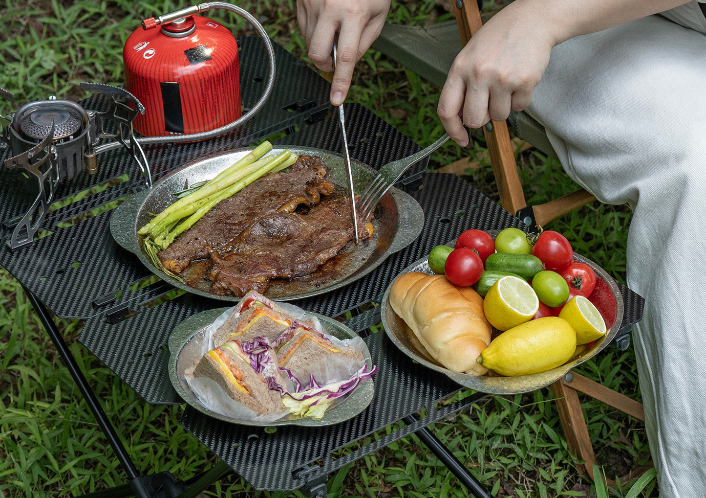 Boundless Voyage Titanium Camping Plate with Side Handles, Stackable Ultralight Serving Dish for Outdoor Cooking Picnic Home Kitchen Ti1155T-Ti1158T