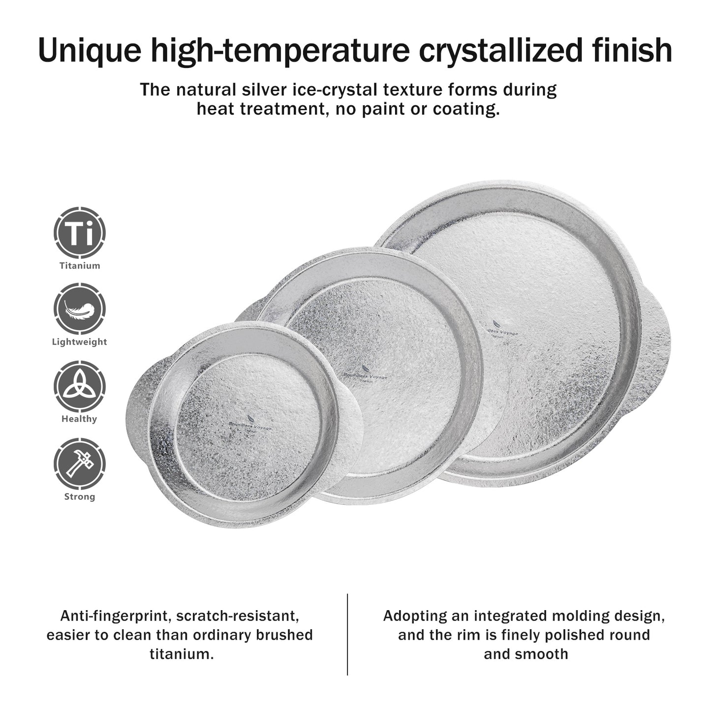 Boundless Voyage Titanium Camping Plate with Side Handles, Stackable Ultralight Serving Dish for Outdoor Cooking Picnic Home Kitchen Ti1155T-Ti1158T