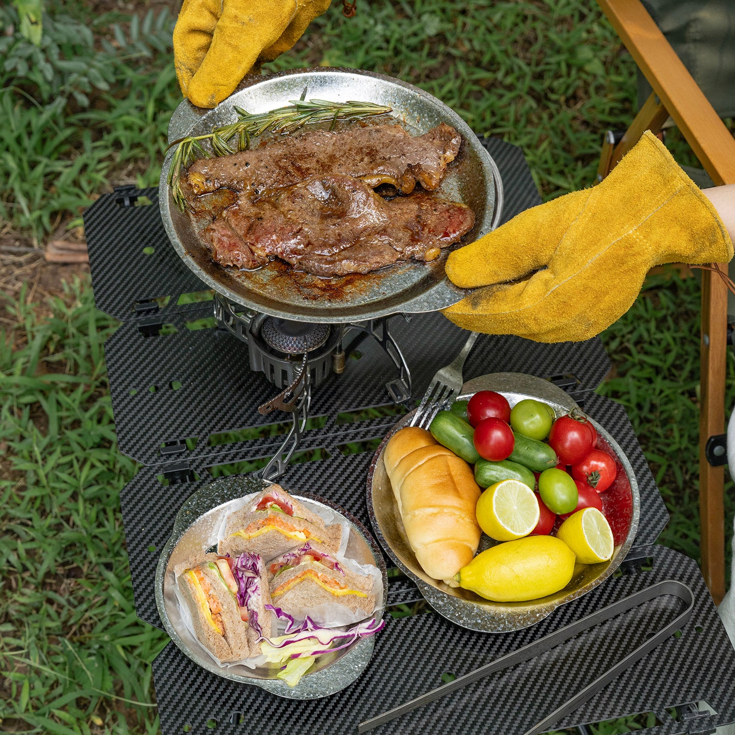 Boundless Voyage Titanium Camping Plate with Side Handles, Stackable Ultralight Serving Dish for Outdoor Cooking Picnic Home Kitchen Ti1155T-Ti1158T