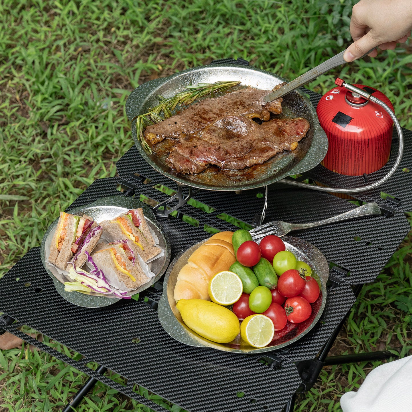 Boundless Voyage Titanium Camping Plate with Side Handles, Stackable Ultralight Serving Dish for Outdoor Cooking Picnic Home Kitchen Ti1155T-Ti1158T