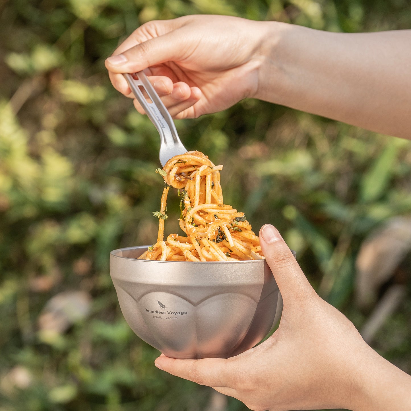 Boundless Voyage 500 ml / 800 ml Titan-Doppelwand-Schale, Reise- und Campinggeschirr, ultraleicht, langlebig, tragbar, für Reis, Suppe, Haferflocken, Joghurt, Ti1171T-Ti1173T