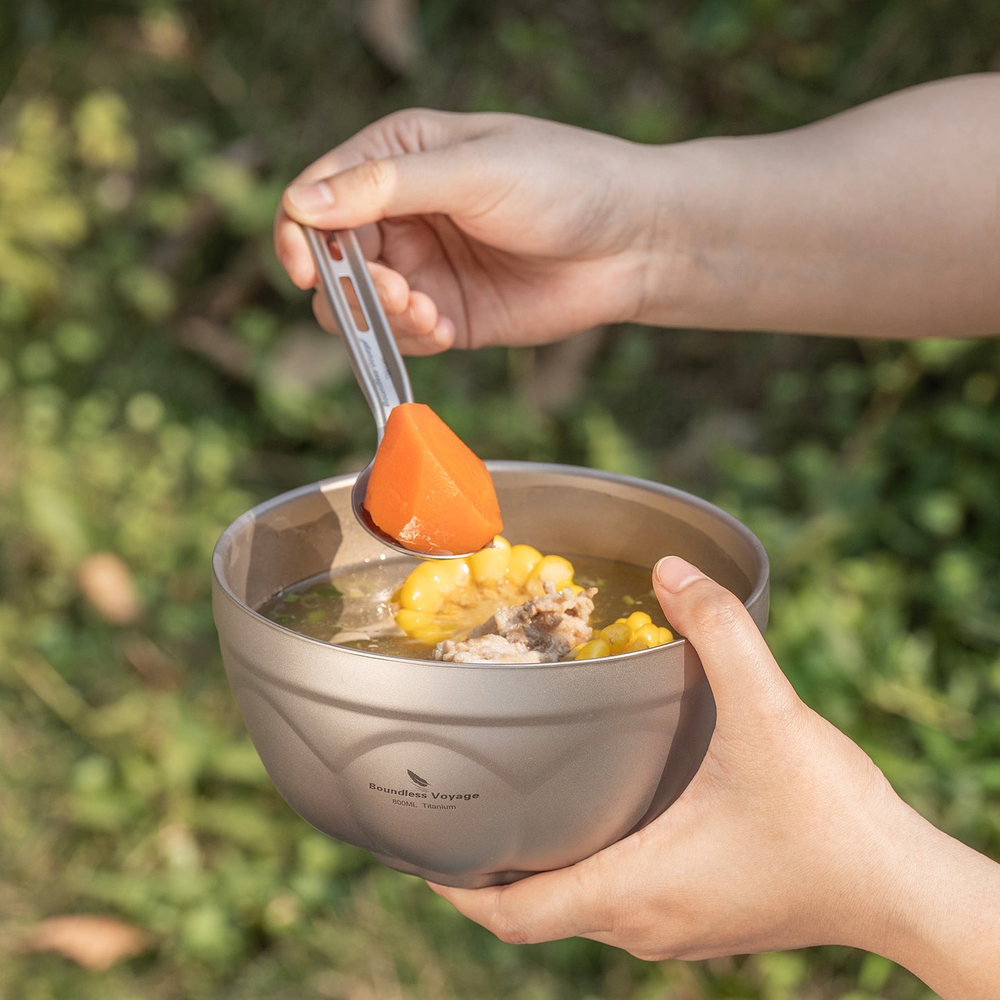 Boundless Voyage 500 ml / 800 ml Titan-Doppelwand-Schale, Reise- und Campinggeschirr, ultraleicht, langlebig, tragbar, für Reis, Suppe, Haferflocken, Joghurt, Ti1171T-Ti1173T