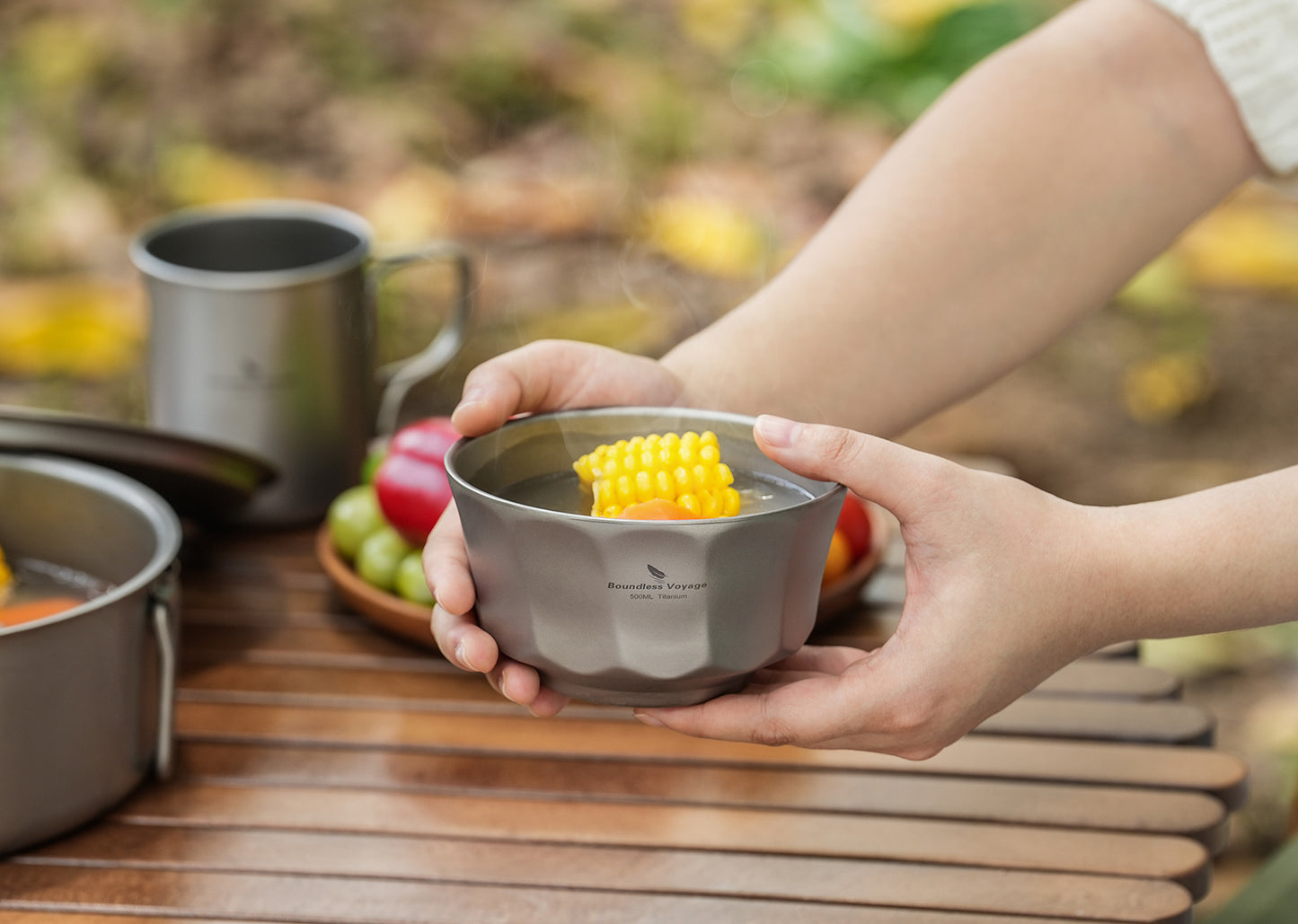 Boundless Voyage Sandblasted Double-Walled Pure Titanium Bowl 500ml & 800ml | Anti-Scald Lightweight Rust-Proof Tableware for Camping, Hiking, Outdoor & Daily Home Use Ti1174T-Ti1176T