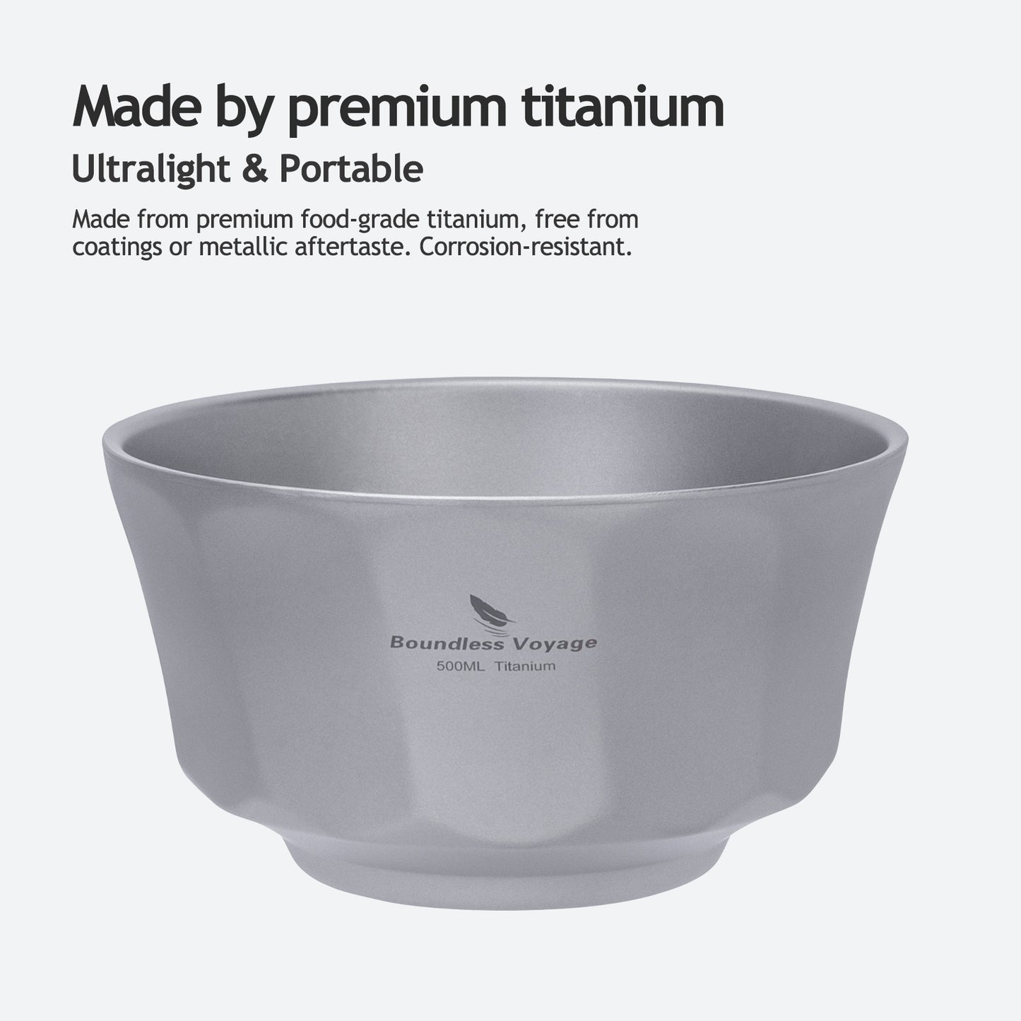 Boundless Voyage Sandblasted Double-Walled Pure Titanium Bowl 500ml & 800ml | Anti-Scald Lightweight Rust-Proof Tableware for Camping, Hiking, Outdoor & Daily Home Use Ti1174T-Ti1176T