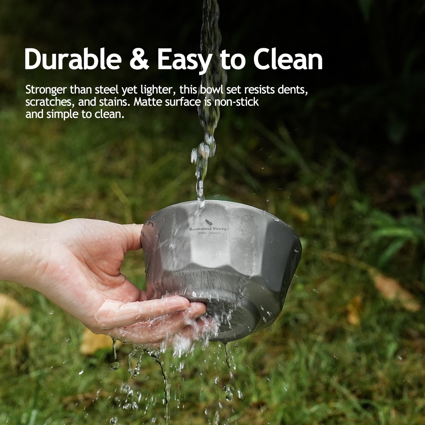 Boundless Voyage Sandblasted Double-Walled Pure Titanium Bowl 500ml & 800ml | Anti-Scald Lightweight Rust-Proof Tableware for Camping, Hiking, Outdoor & Daily Home Use Ti1174T-Ti1176T