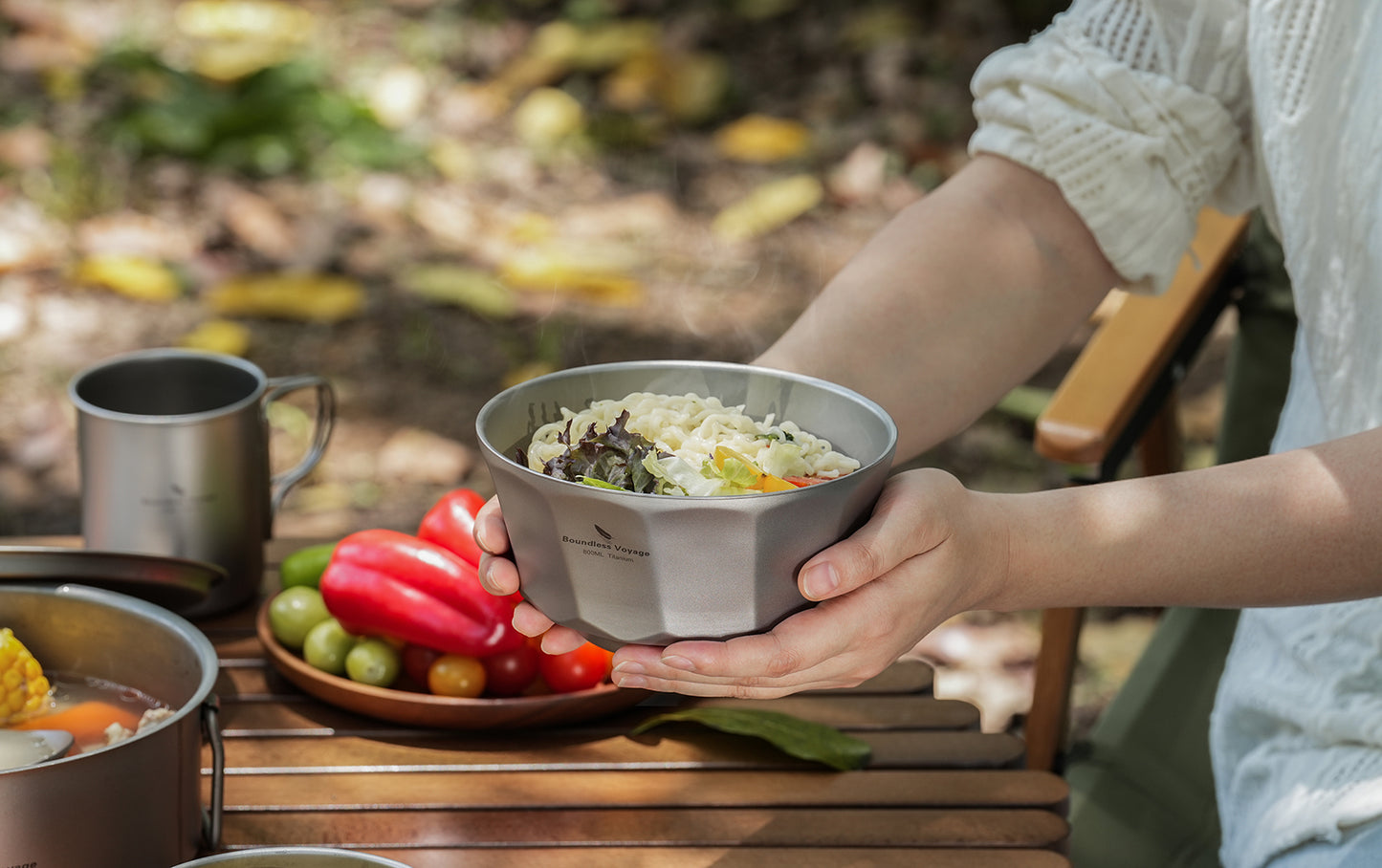 Boundless Voyage Sandblasted Double-Walled Pure Titanium Bowl 500ml & 800ml | Anti-Scald Lightweight Rust-Proof Tableware for Camping, Hiking, Outdoor & Daily Home Use Ti1174T-Ti1176T