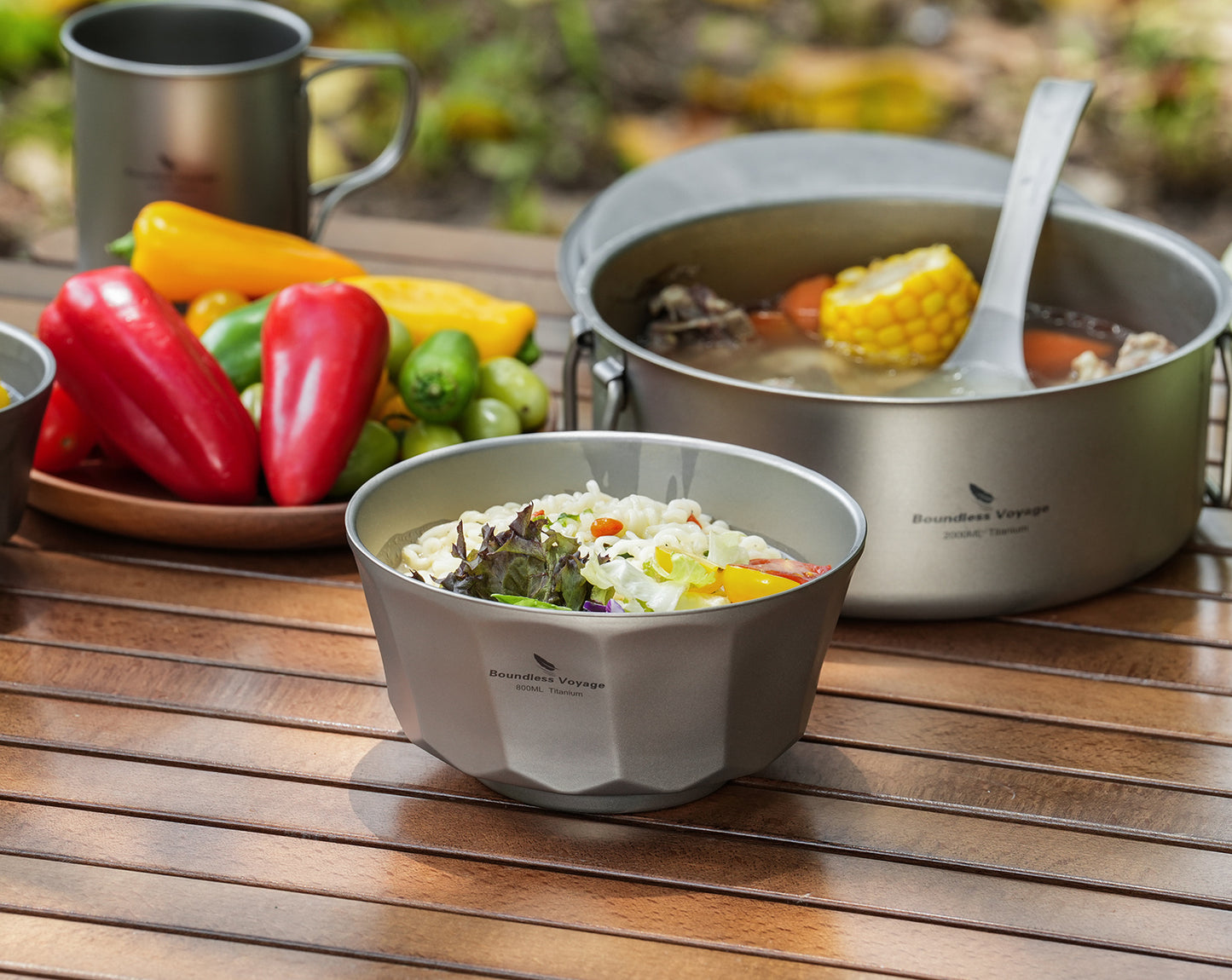 Boundless Voyage Sandblasted Double-Walled Pure Titanium Bowl 500ml & 800ml | Anti-Scald Lightweight Rust-Proof Tableware for Camping, Hiking, Outdoor & Daily Home Use Ti1174T-Ti1176T