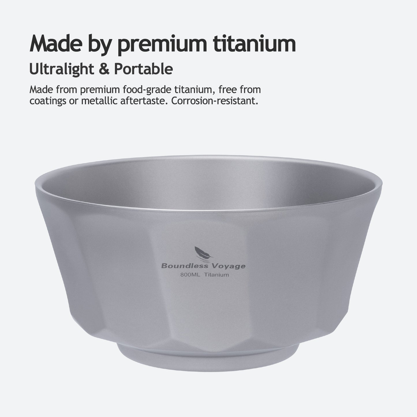 Boundless Voyage Sandblasted Double-Walled Pure Titanium Bowl 500ml & 800ml | Anti-Scald Lightweight Rust-Proof Tableware for Camping, Hiking, Outdoor & Daily Home Use Ti1174T-Ti1176T