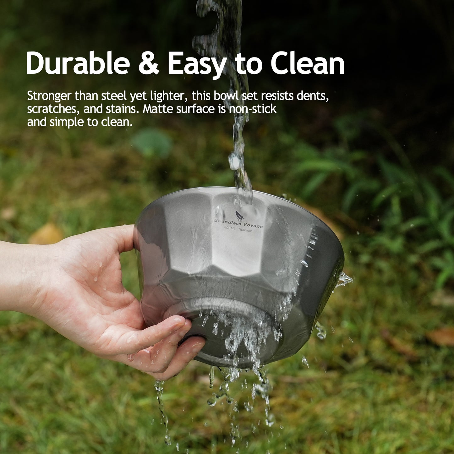 Boundless Voyage Sandblasted Double-Walled Pure Titanium Bowl 500ml & 800ml | Anti-Scald Lightweight Rust-Proof Tableware for Camping, Hiking, Outdoor & Daily Home Use Ti1174T-Ti1176T