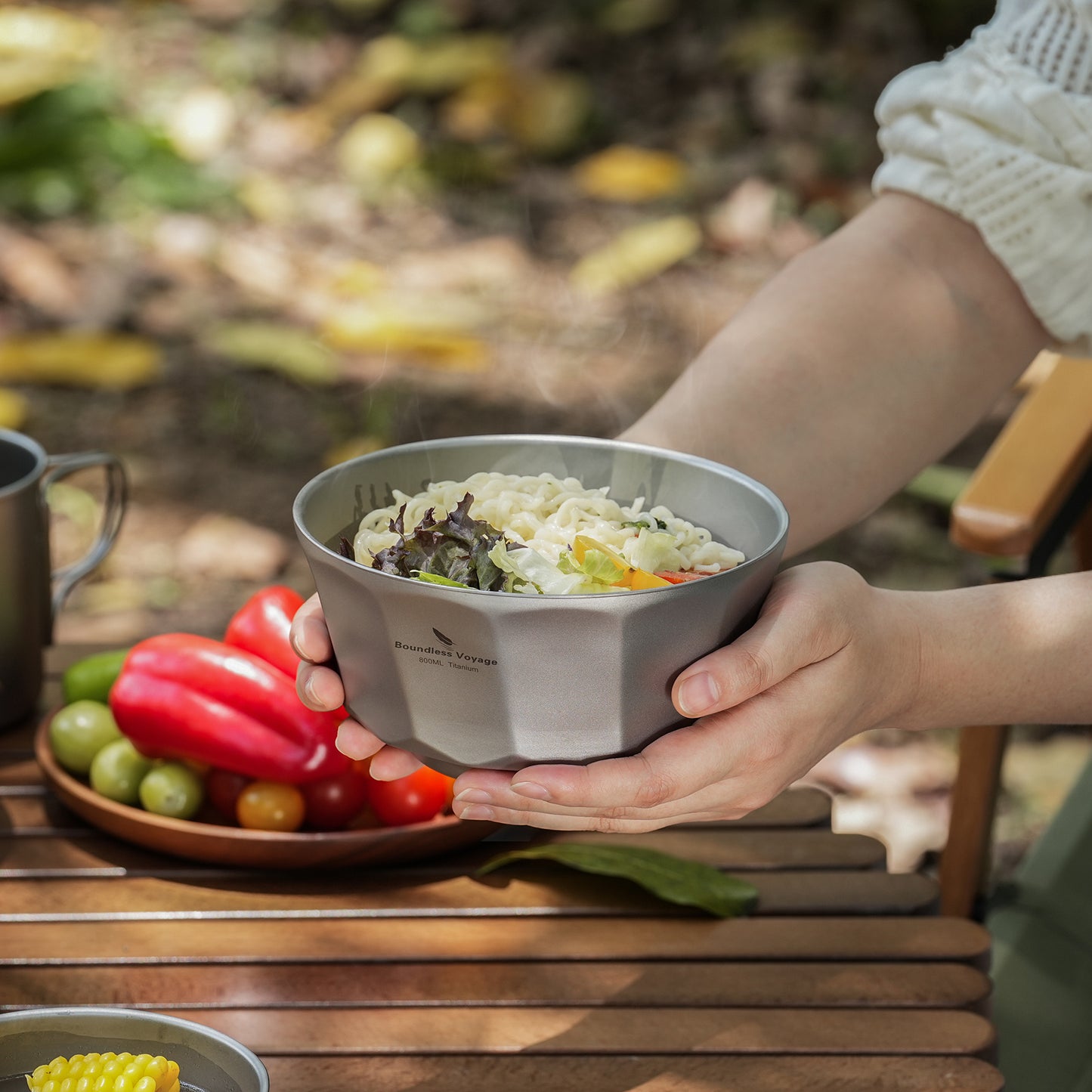 Boundless Voyage Sandblasted Double-Walled Pure Titanium Bowl 500ml & 800ml | Anti-Scald Lightweight Rust-Proof Tableware for Camping, Hiking, Outdoor & Daily Home Use Ti1174T-Ti1176T