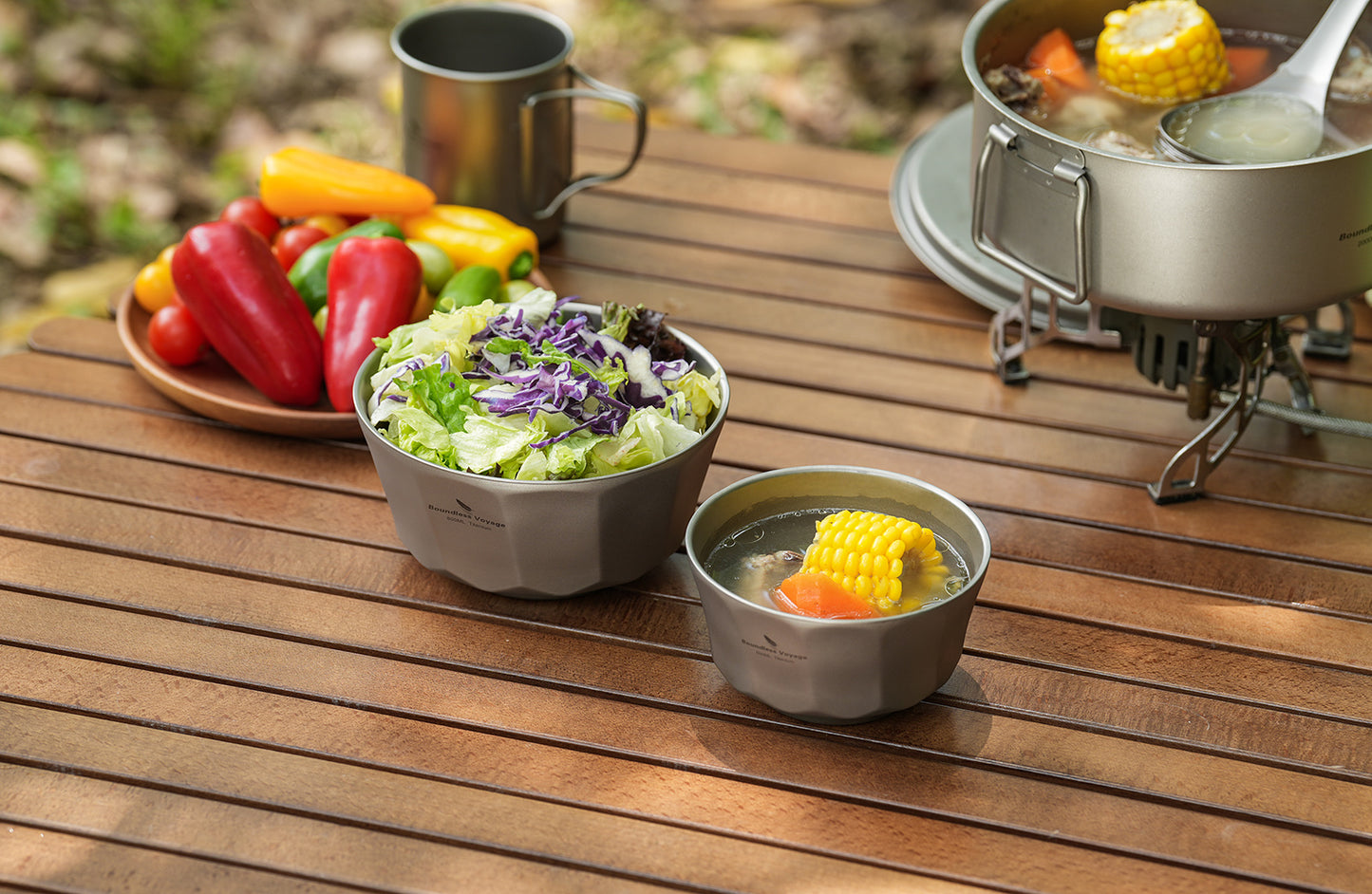 Boundless Voyage Sandblasted Double-Walled Pure Titanium Bowl 500ml & 800ml | Anti-Scald Lightweight Rust-Proof Tableware for Camping, Hiking, Outdoor & Daily Home Use Ti1174T-Ti1176T