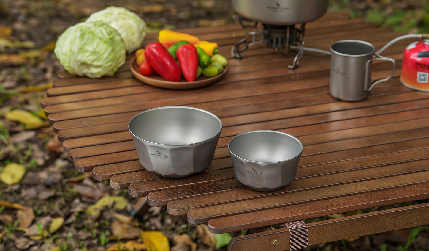 Boundless Voyage Sandblasted Double-Walled Pure Titanium Bowl 500ml & 800ml | Anti-Scald Lightweight Rust-Proof Tableware for Camping, Hiking, Outdoor & Daily Home Use Ti1174T-Ti1176T