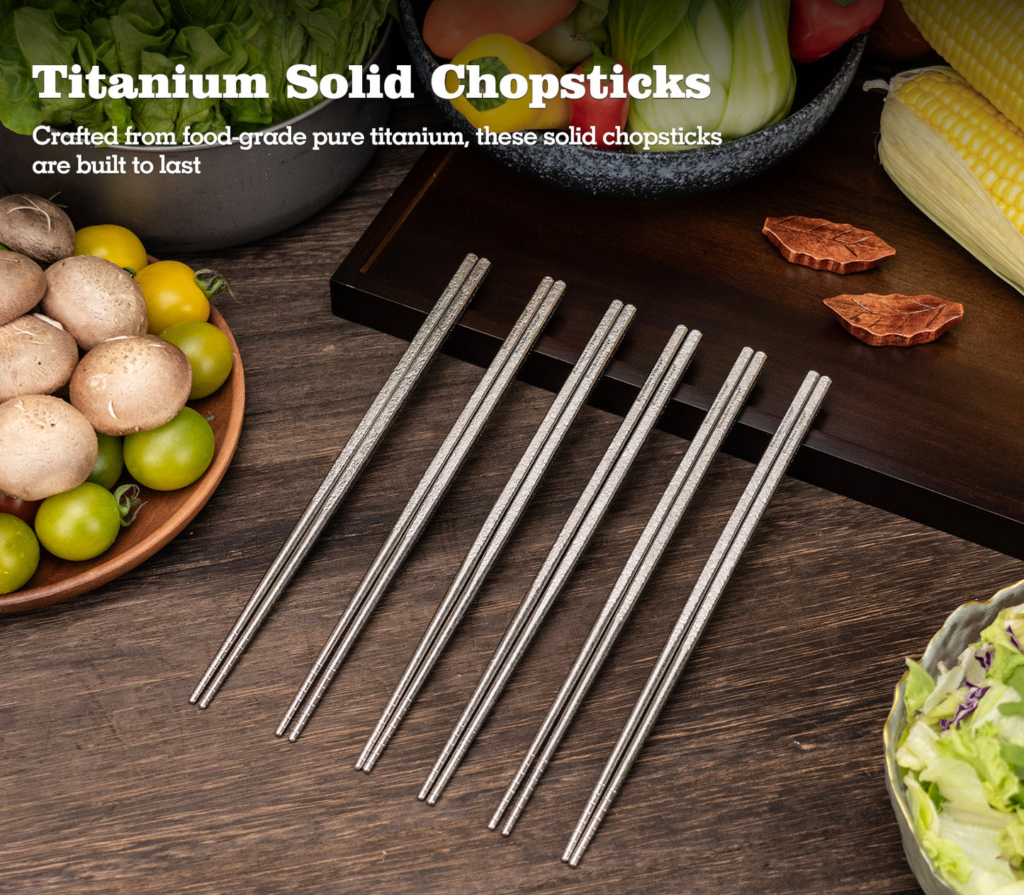 Boundless Voyage 23cm Solid Pure Titanium Chopsticks, Food Grade Non-Slip Reusable Metal Chopsticks for Camping Travel Office Home Kitchen Restaurant Gift Ti1184T