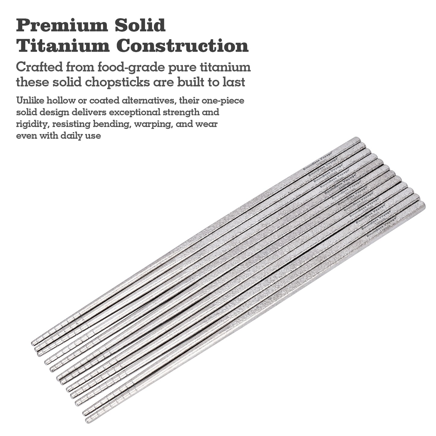 Boundless Voyage 23cm Solid Pure Titanium Chopsticks, Food Grade Non-Slip Reusable Metal Chopsticks for Camping Travel Office Home Kitchen Restaurant Gift Ti1184T