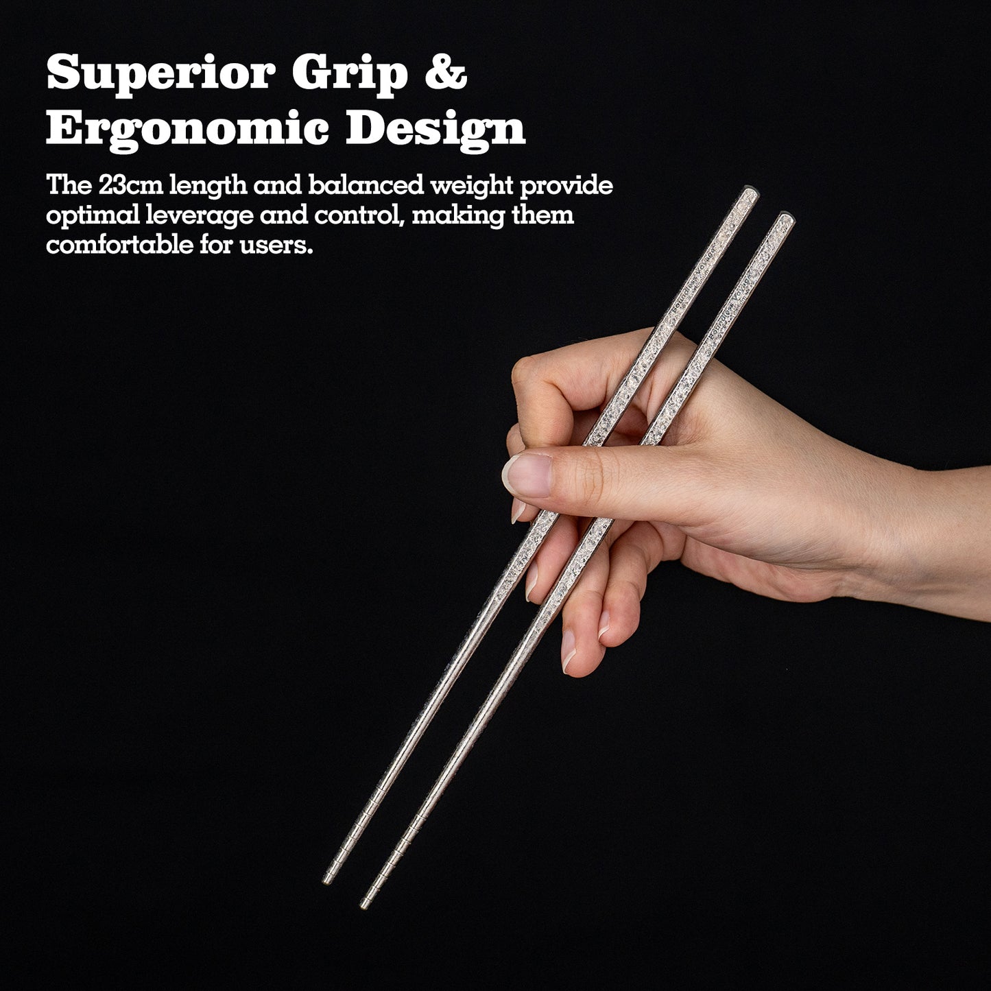 Boundless Voyage 23cm Solid Pure Titanium Chopsticks, Coating-Free Non-Slip Reusable Tableware for Outdoor Camping Travel Office Household & Premium Gift Ti1185T