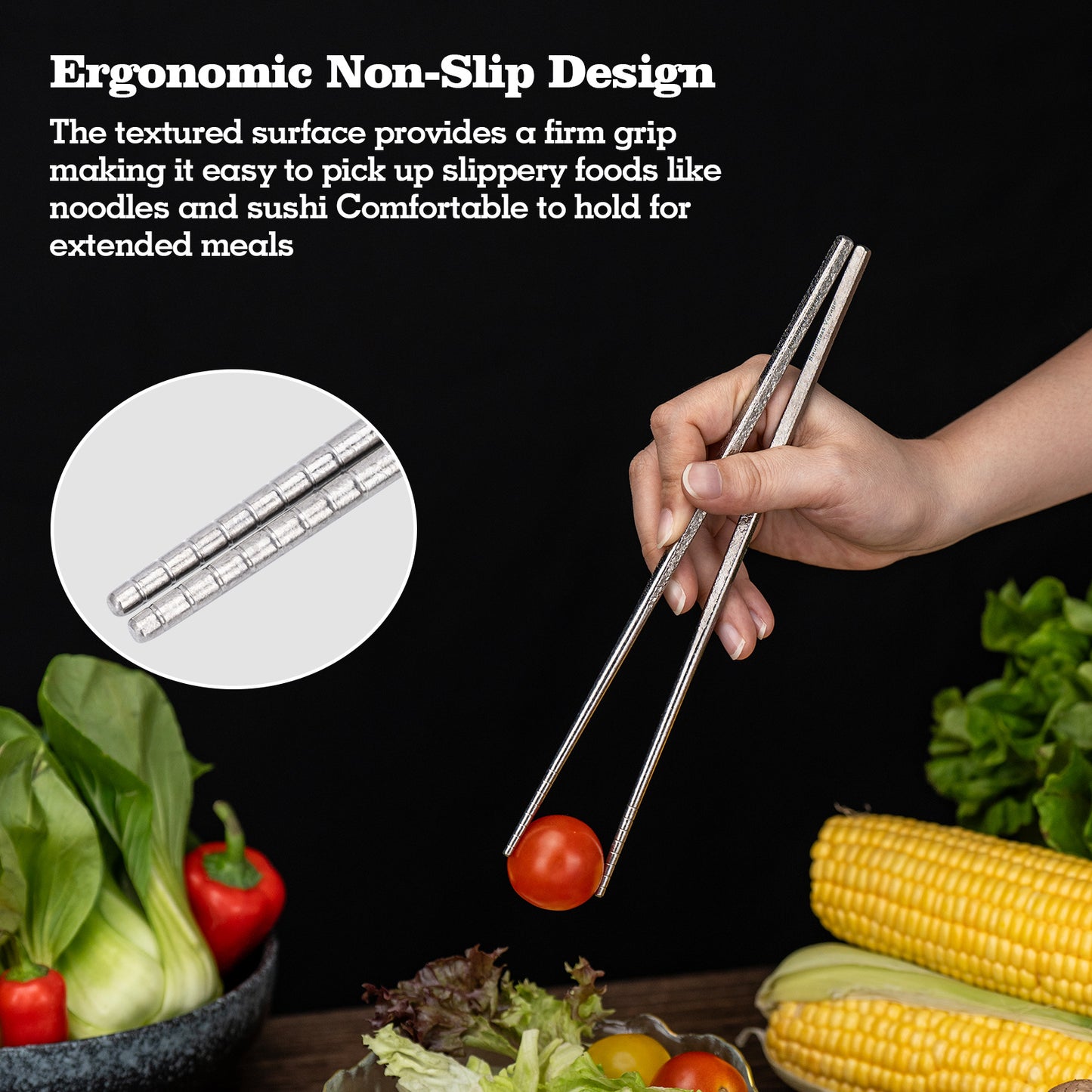 Boundless Voyage 23cm Solid Pure Titanium Chopsticks, Food Grade Non-Slip Reusable Metal Chopsticks for Camping Travel Office Home Kitchen Restaurant Gift Ti1184T