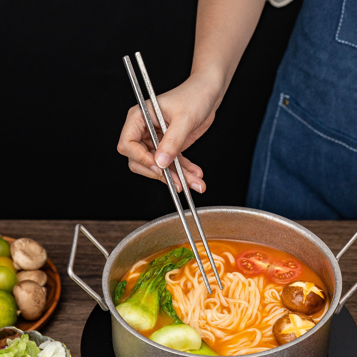 Boundless Voyage 23cm Solid Pure Titanium Chopsticks, Food Grade Non-Slip Reusable Metal Chopsticks for Camping Travel Office Home Kitchen Restaurant Gift Ti1184T